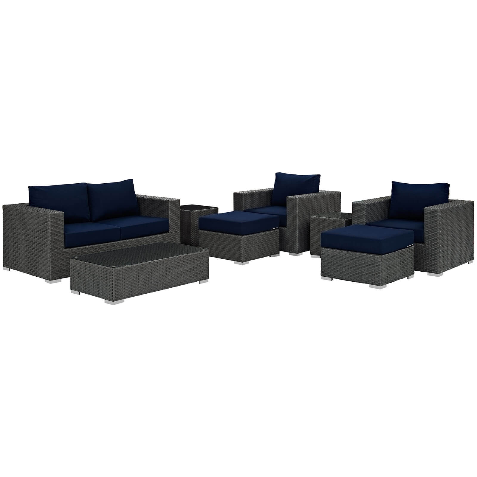 Sojourn 8-Pc Sunbrella/Synthetic Rattan Weave Outdoor Patio Sectional Set