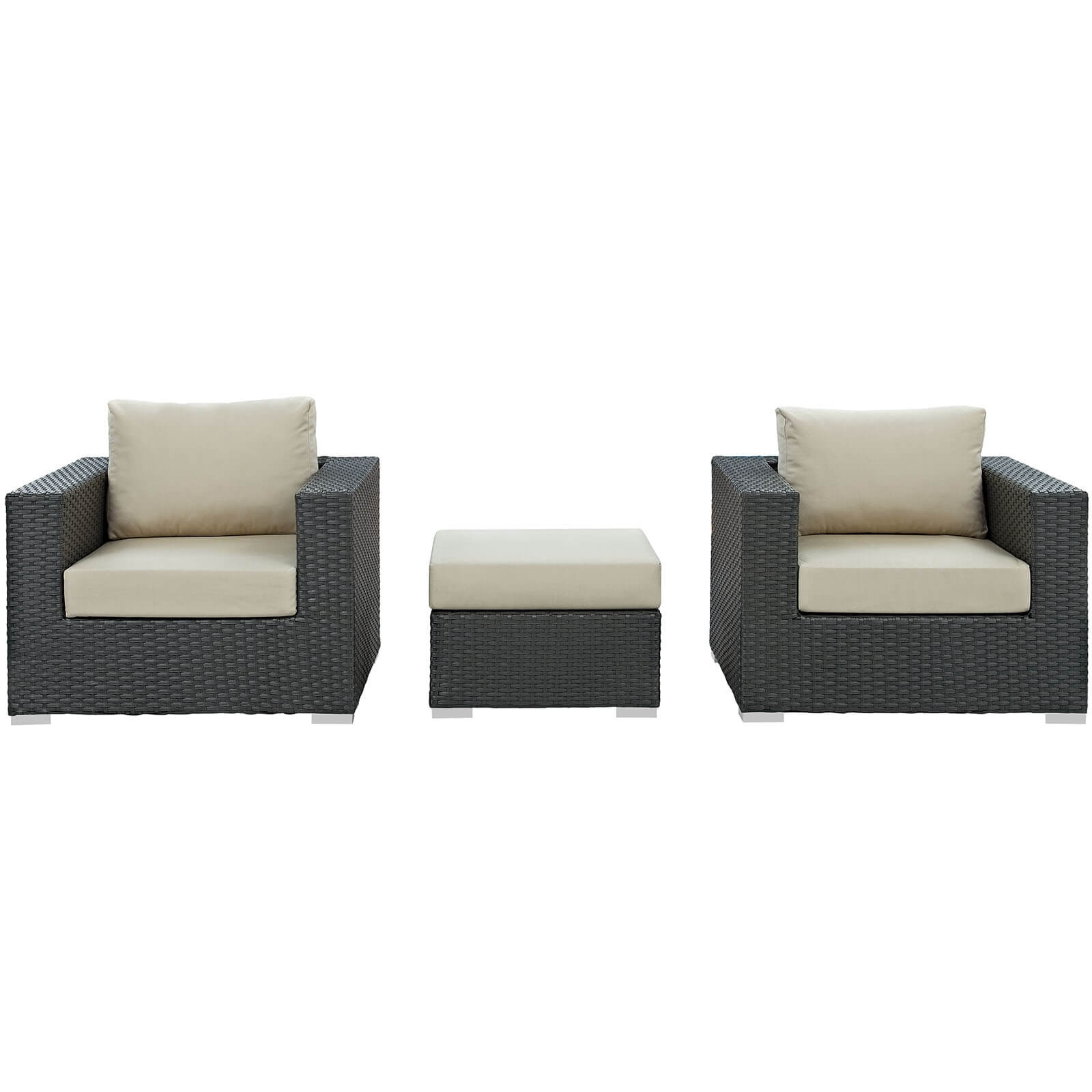 Sojourn 3-Pc Outdoor Patio Sunbrella/Synthetic Rattan Weave Sectional Set, Composition 2