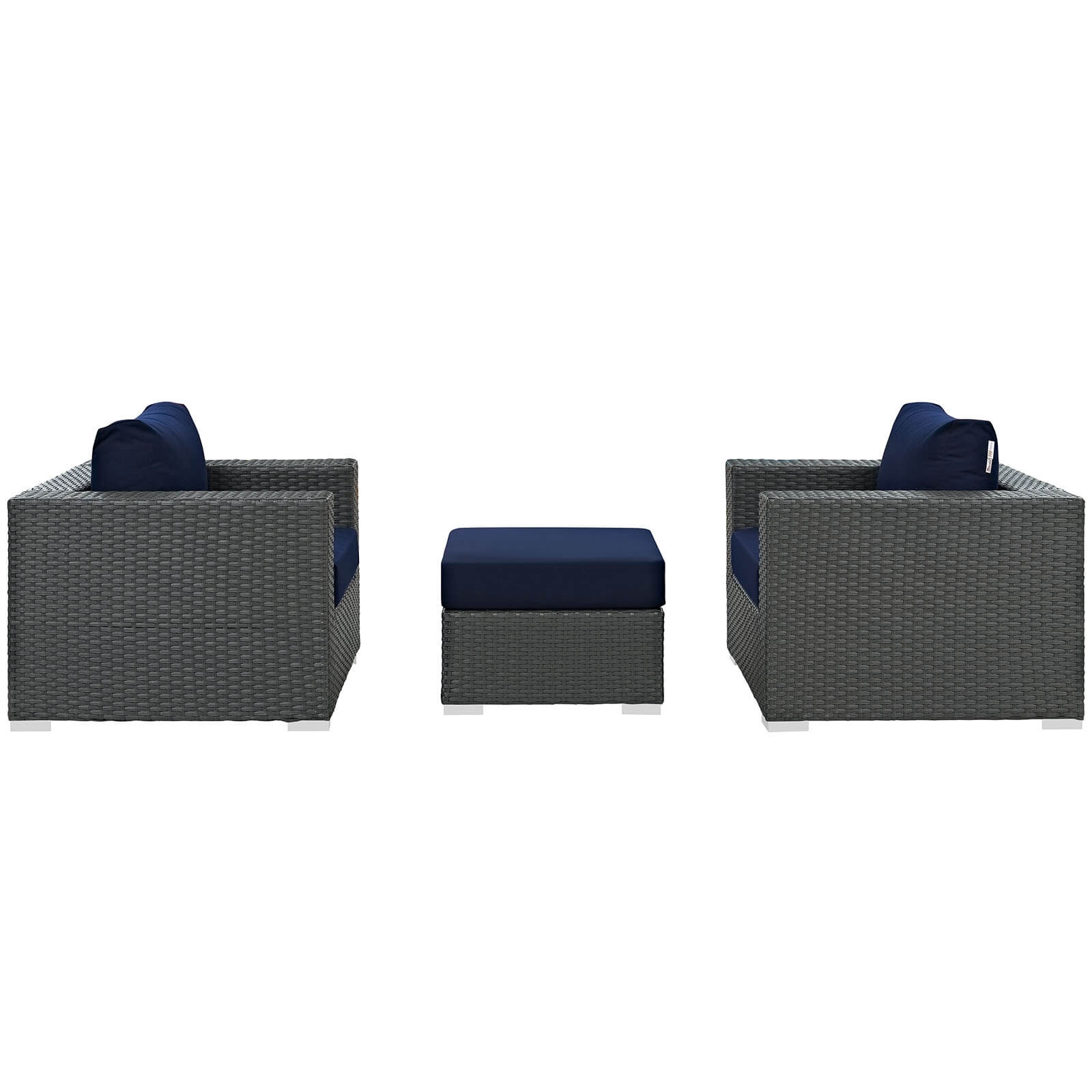 Sojourn 3-Pc Outdoor Patio Sunbrella/Synthetic Rattan Weave Sectional Set, Composition 2
