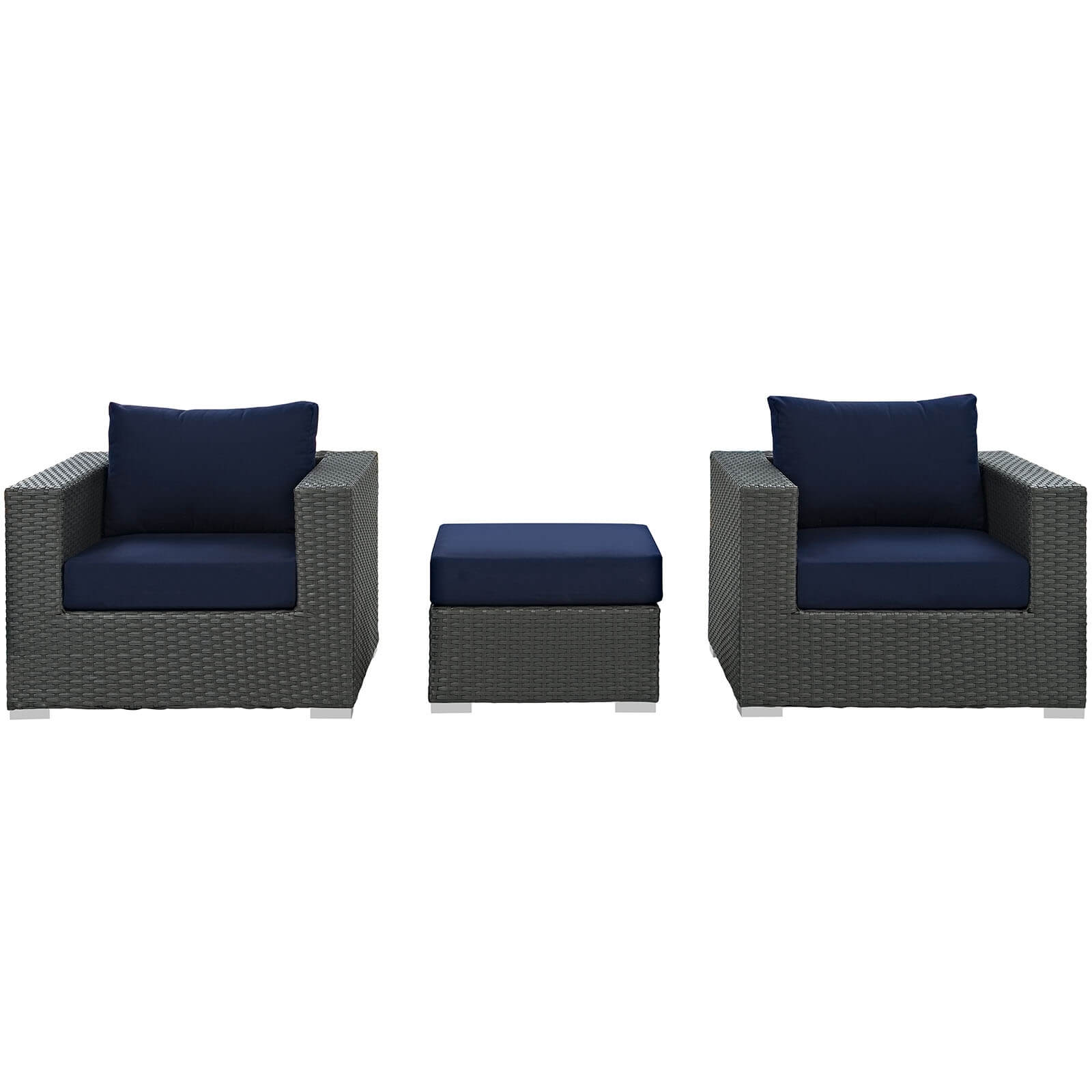 Sojourn 3-Pc Outdoor Patio Sunbrella/Synthetic Rattan Weave Sectional Set, Composition 2