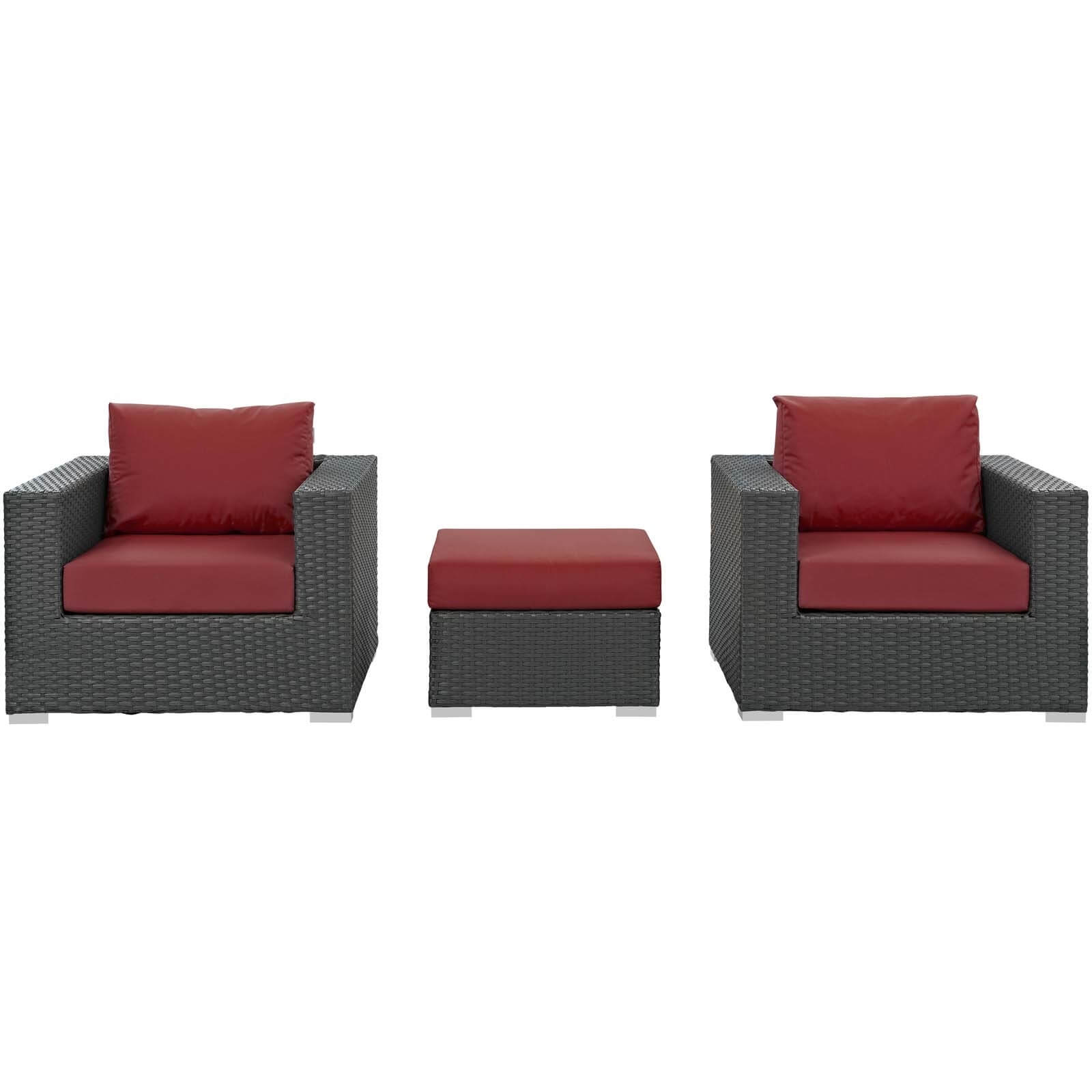Sojourn 3-Pc Outdoor Patio Sunbrella/Synthetic Rattan Weave Sectional Set, Composition 2