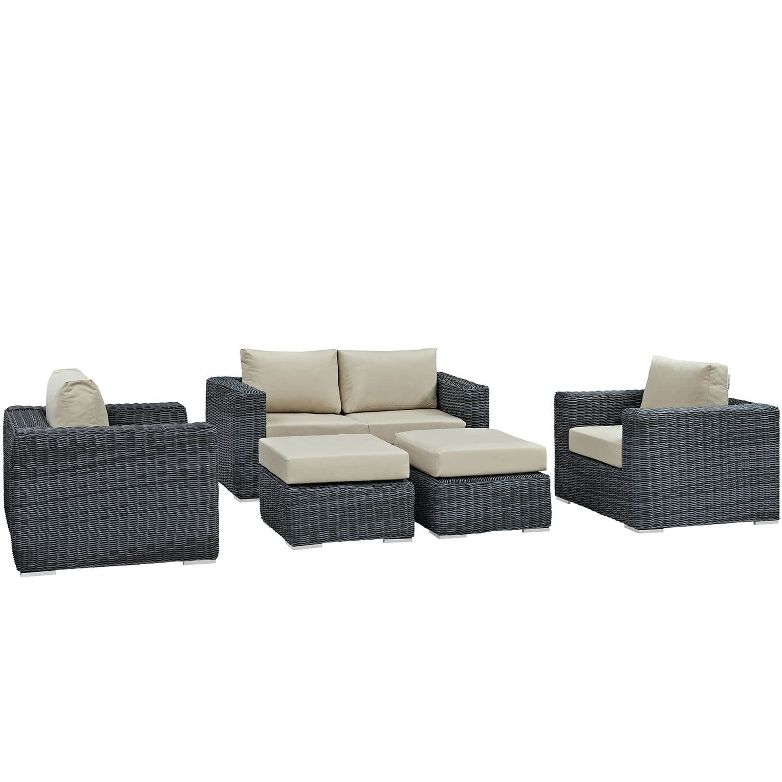 Summon 5-Pc Outdoor Patio Sunbrella/Synthetic Rattan Weave Sectional Set, Composition 1
