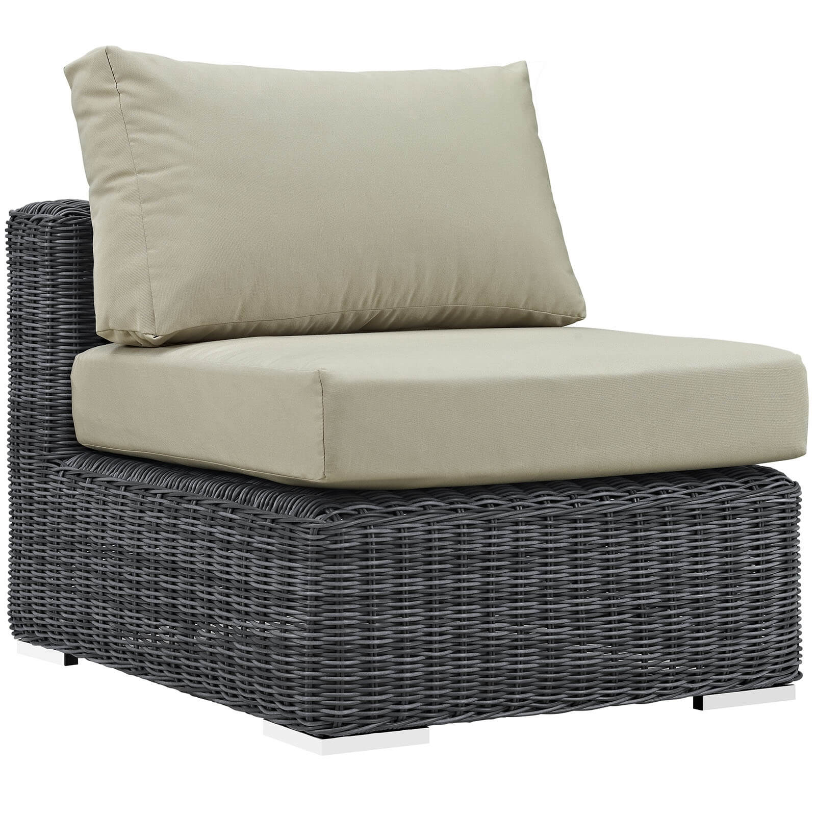 Summon 5-Pc Outdoor Patio Sunbrella/Synthetic Rattan Weave Sectional Set, Composition 2