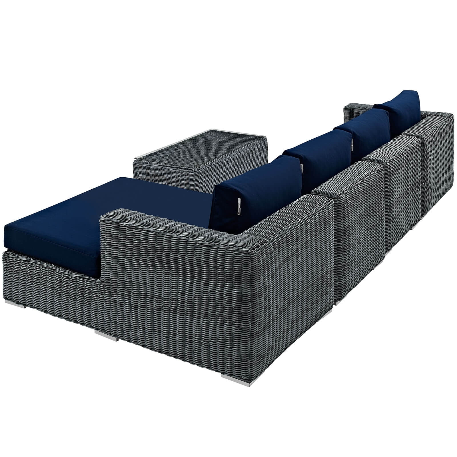 Summon 5-Pc Outdoor Patio Sunbrella/Synthetic Rattan Weave Sectional Set, Composition 6