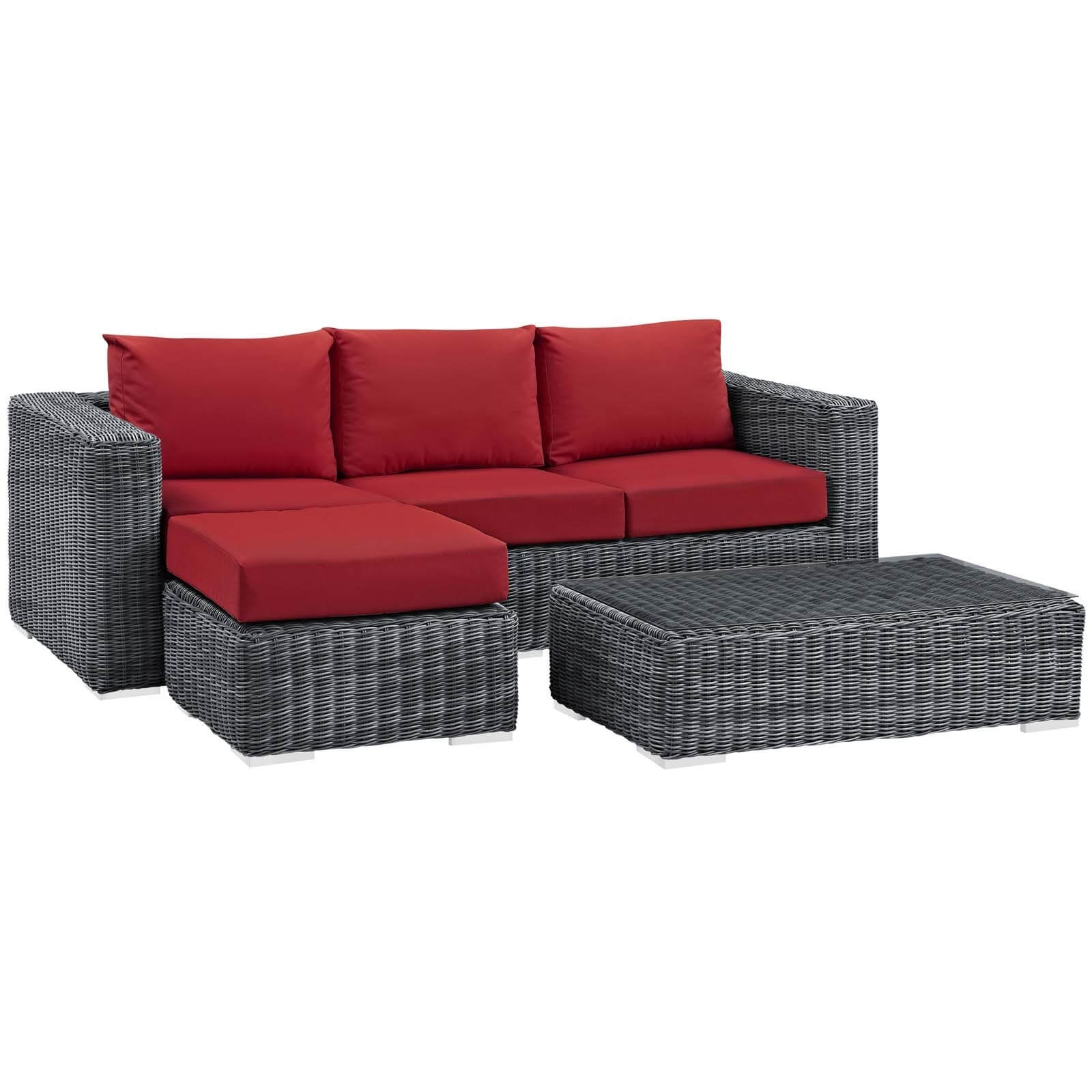 Summon 3-Pc Outdoor Patio Sunbrella/Synthetic Rattan Weave Sectional Set, Composition 1