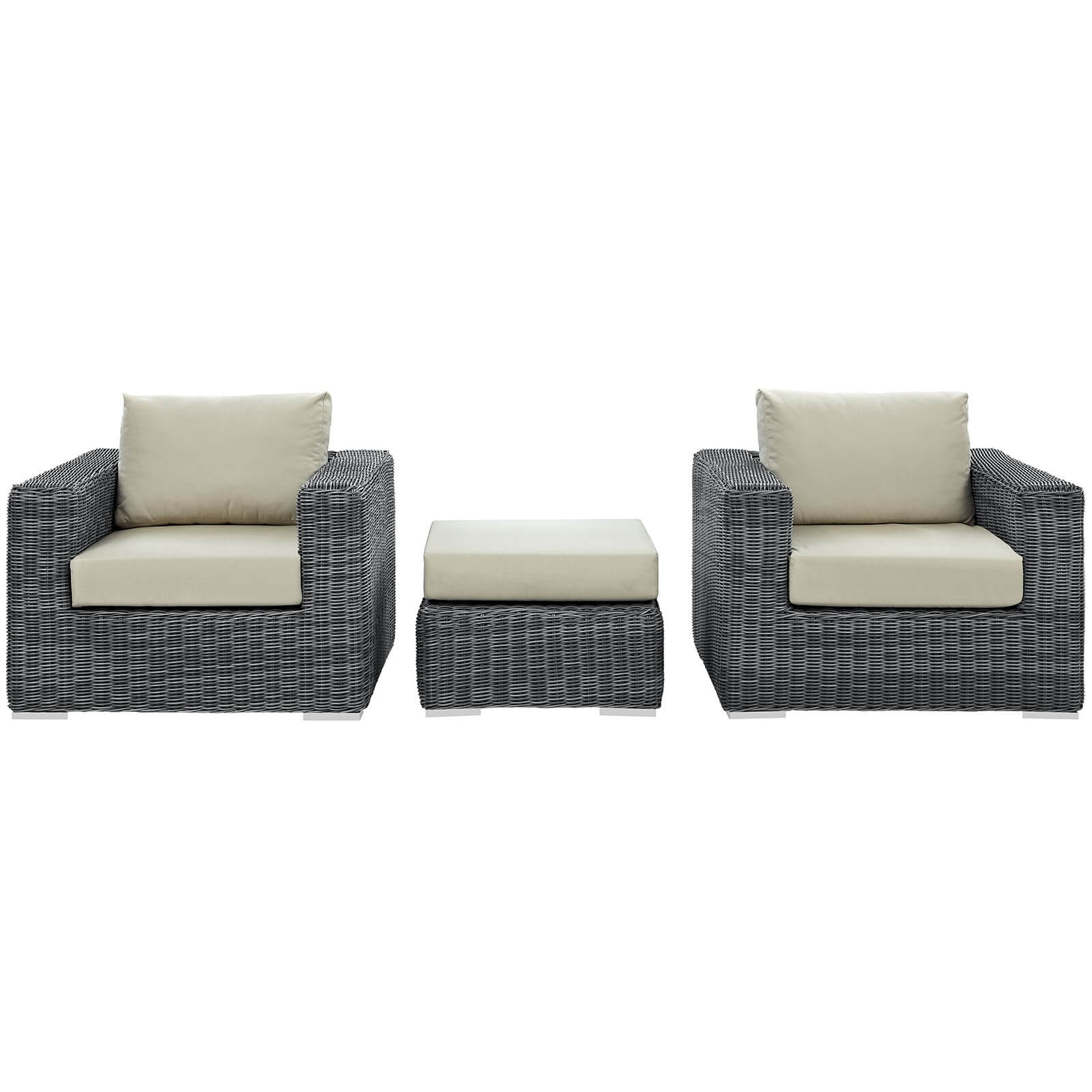 Summon 3-Pc Outdoor Patio Sunbrella/Synthetic Rattan Weave Sectional Set, Composition 2