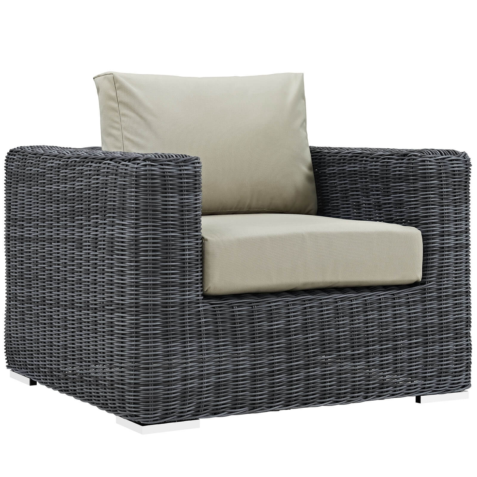 Summon 3-Pc Outdoor Patio Sunbrella/Synthetic Rattan Weave Sectional Set, Composition 2