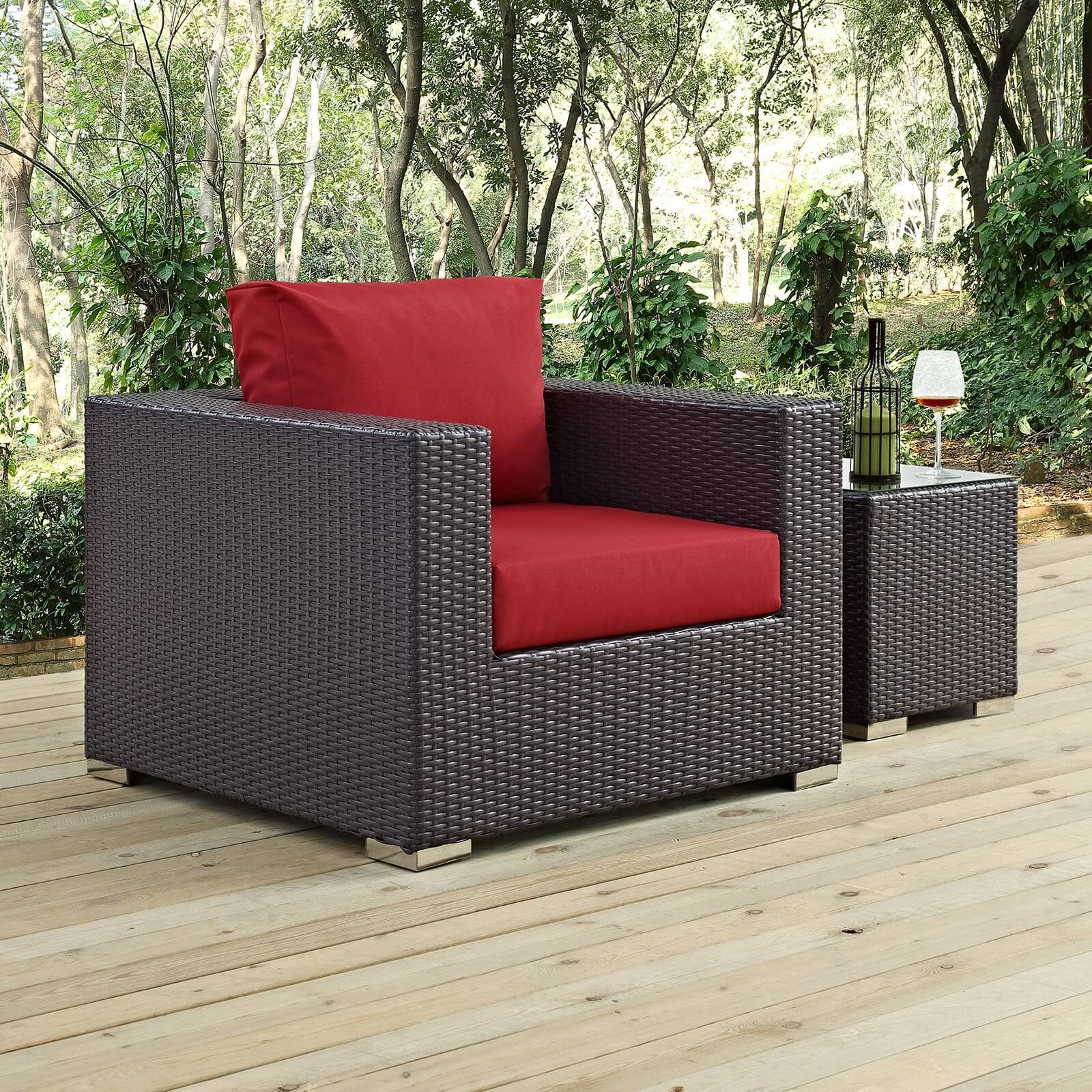 Convene Synthetic Rattan Weave/Fabric Outdoor Patio Armchair