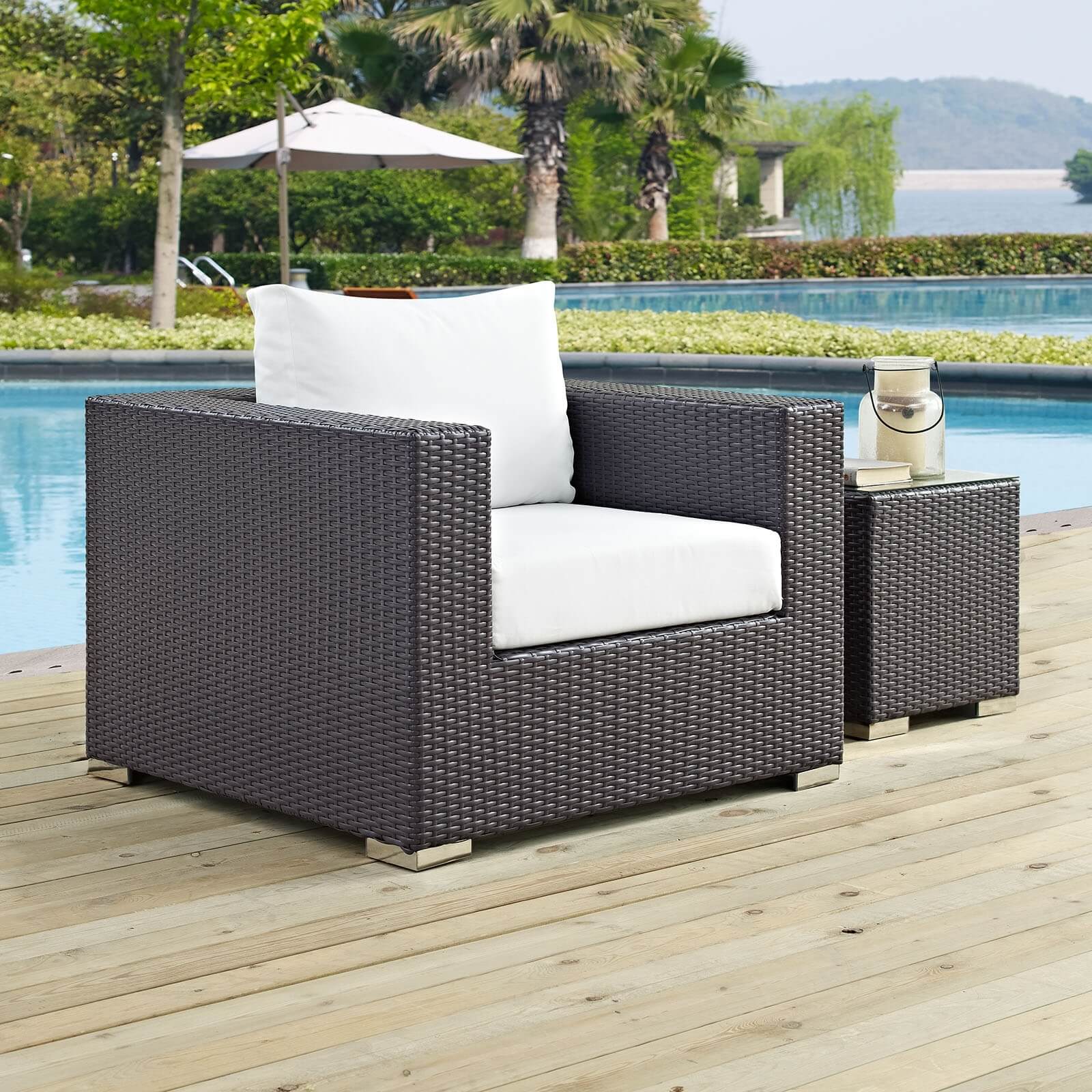 Convene Synthetic Rattan Weave/Fabric Outdoor Patio Armchair