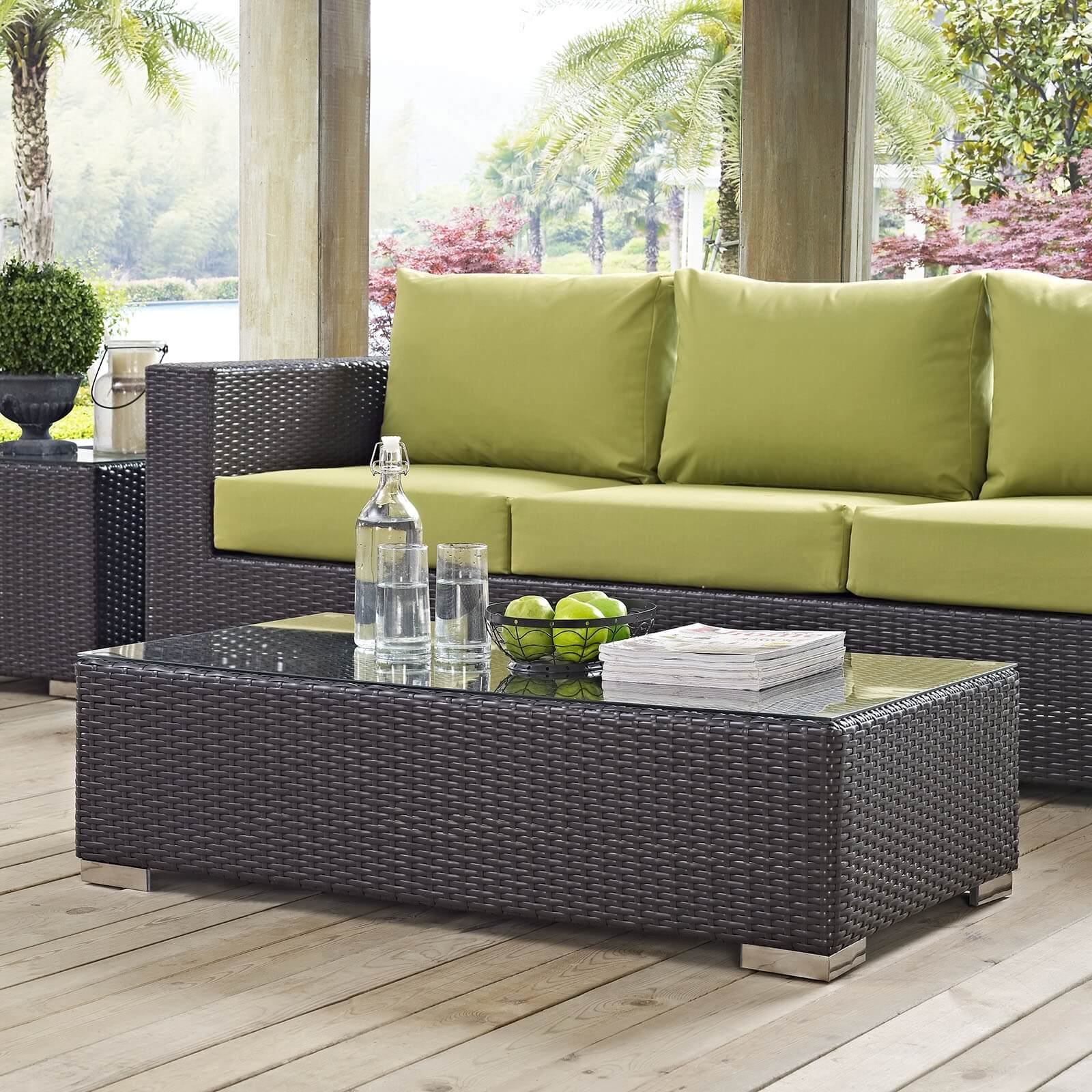 Convene Synthetic Rattan Weave Outdoor Patio Coffee Table
