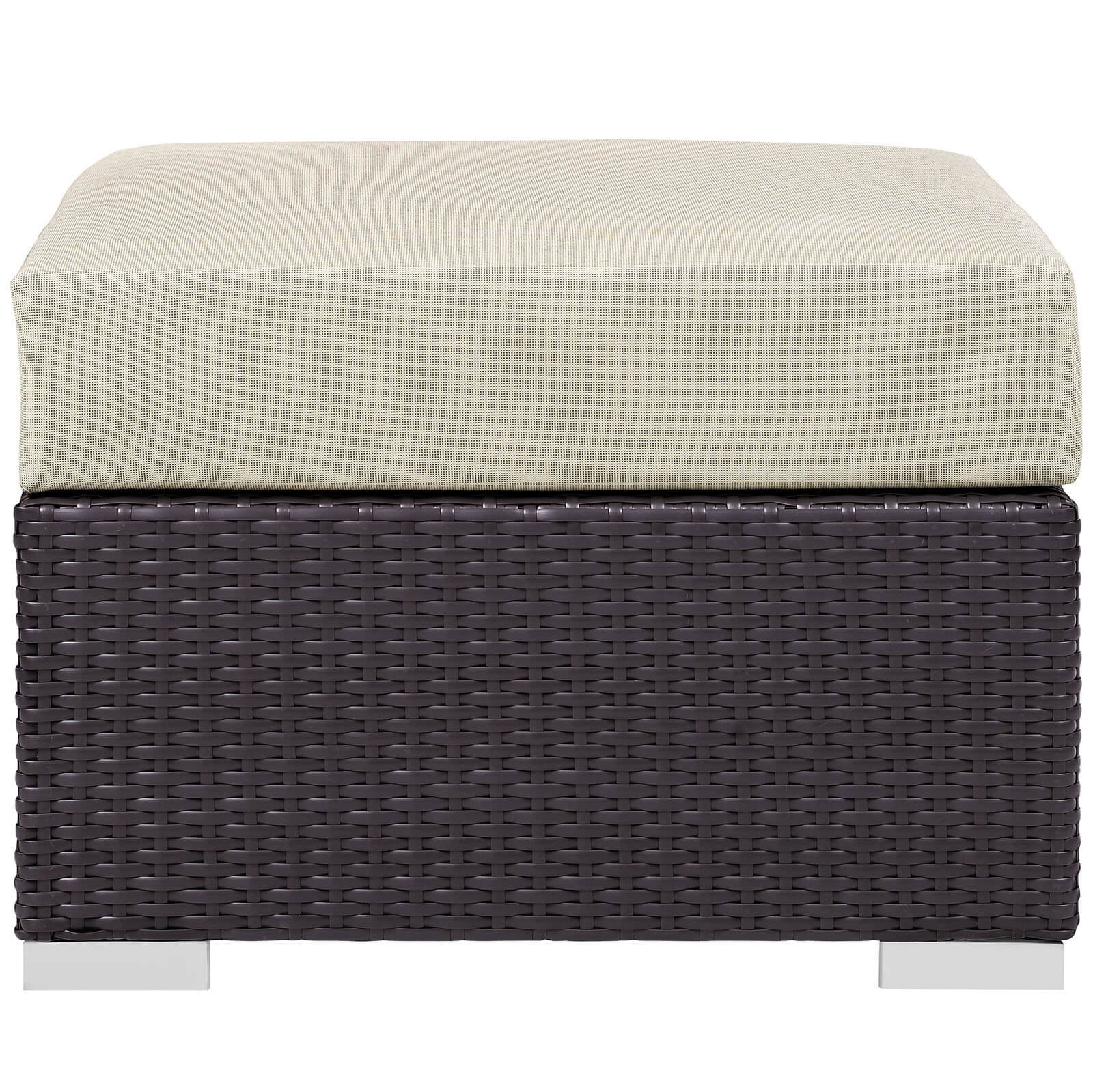 Convene Outdoor Patio Square Fabric/Synthetic Rattan Weave Ottoman
