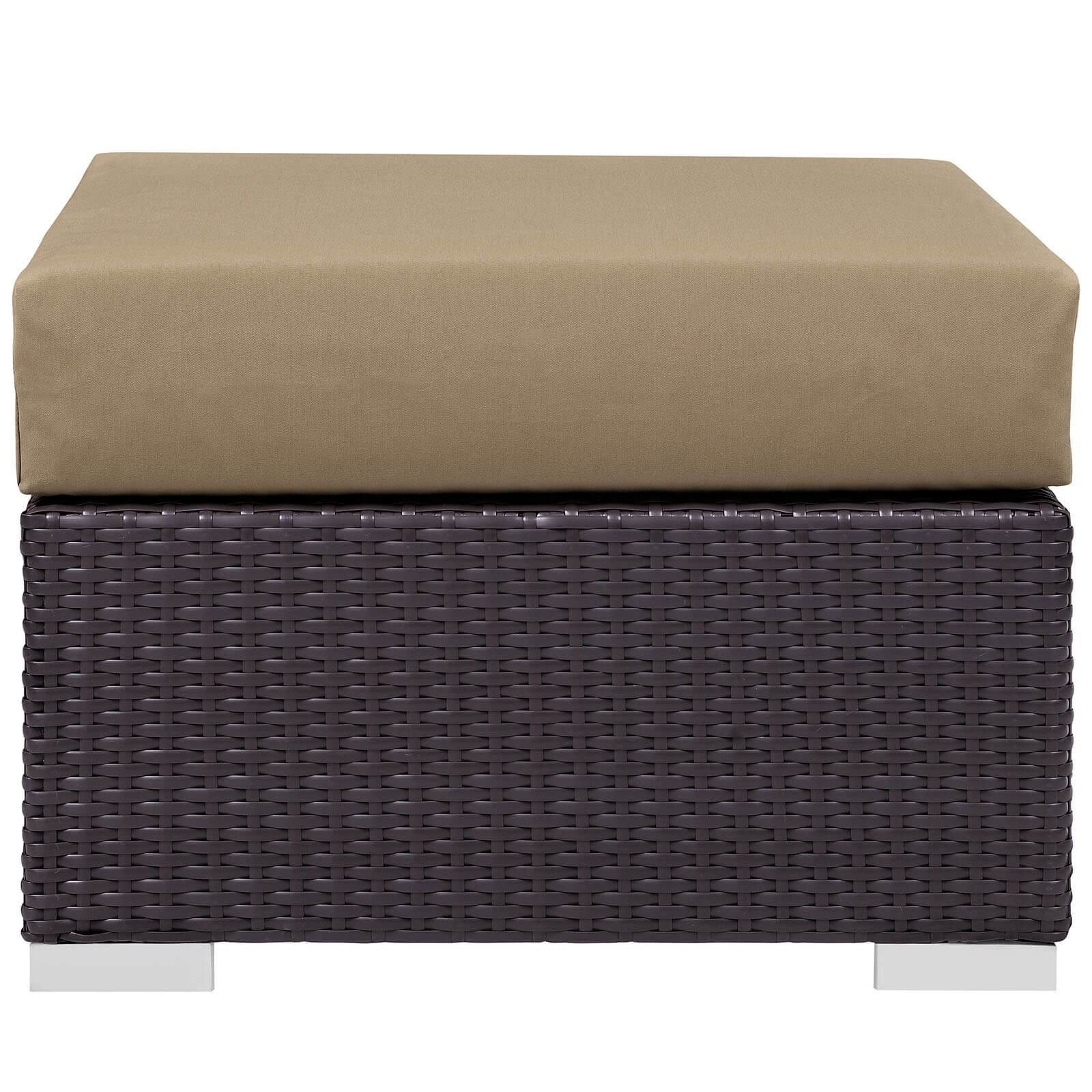 Convene Outdoor Patio Square Fabric/Synthetic Rattan Weave Ottoman