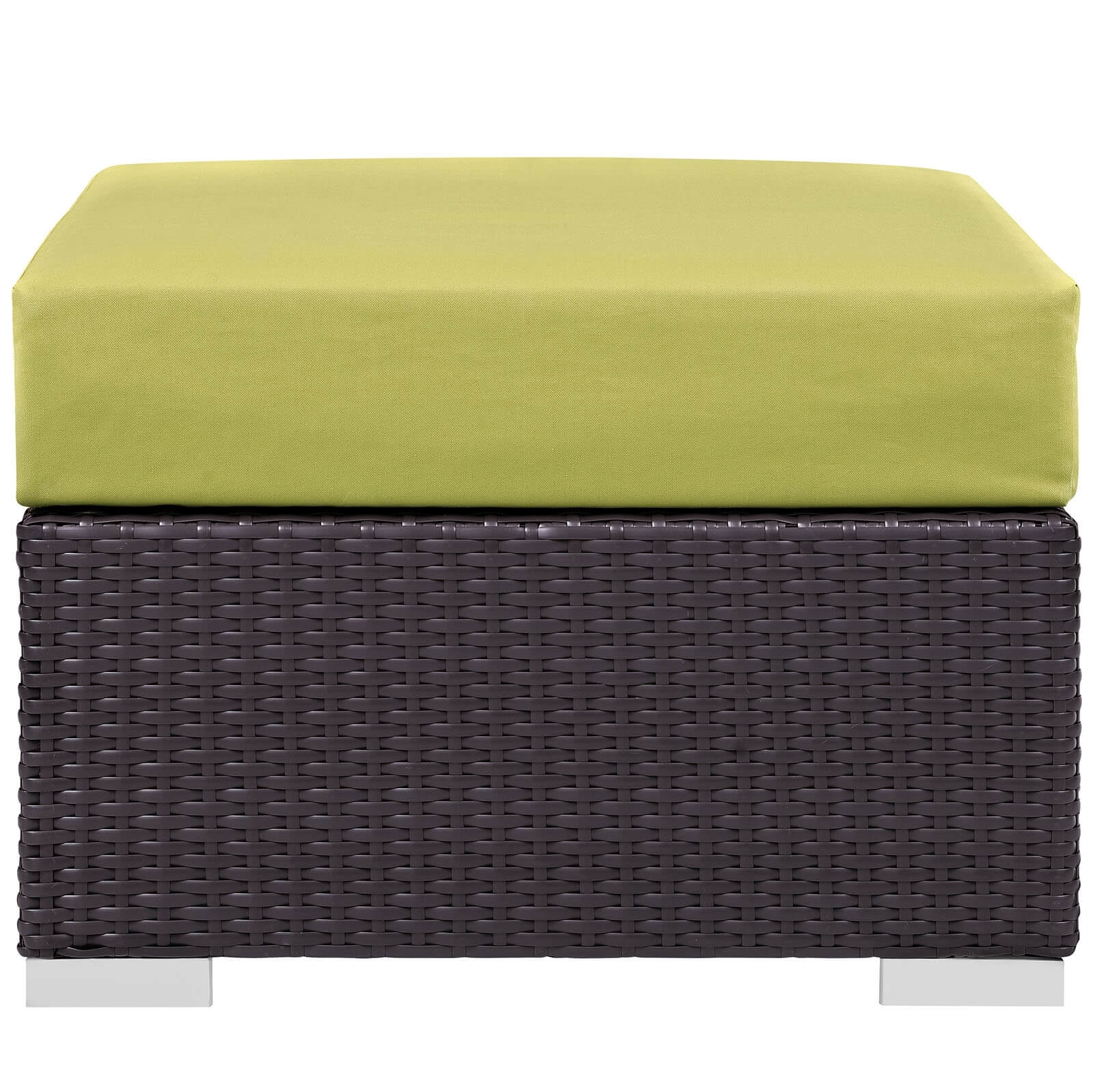 Convene Outdoor Patio Square Fabric/Synthetic Rattan Weave Ottoman