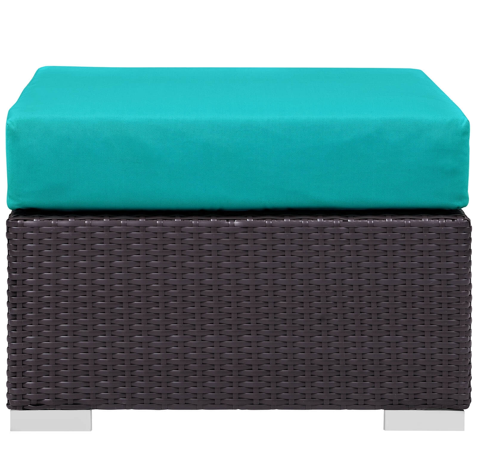 Convene Outdoor Patio Square Fabric/Synthetic Rattan Weave Ottoman