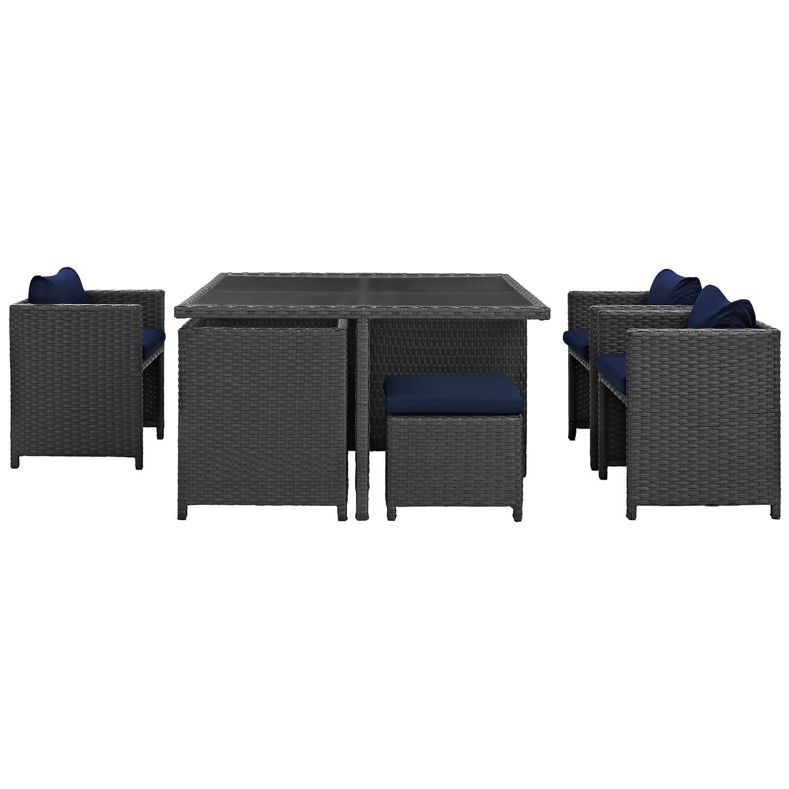 Sojourn 9-Pc Sunbrella/Synthetic Rattan Weave Outdoor Patio Dining Set