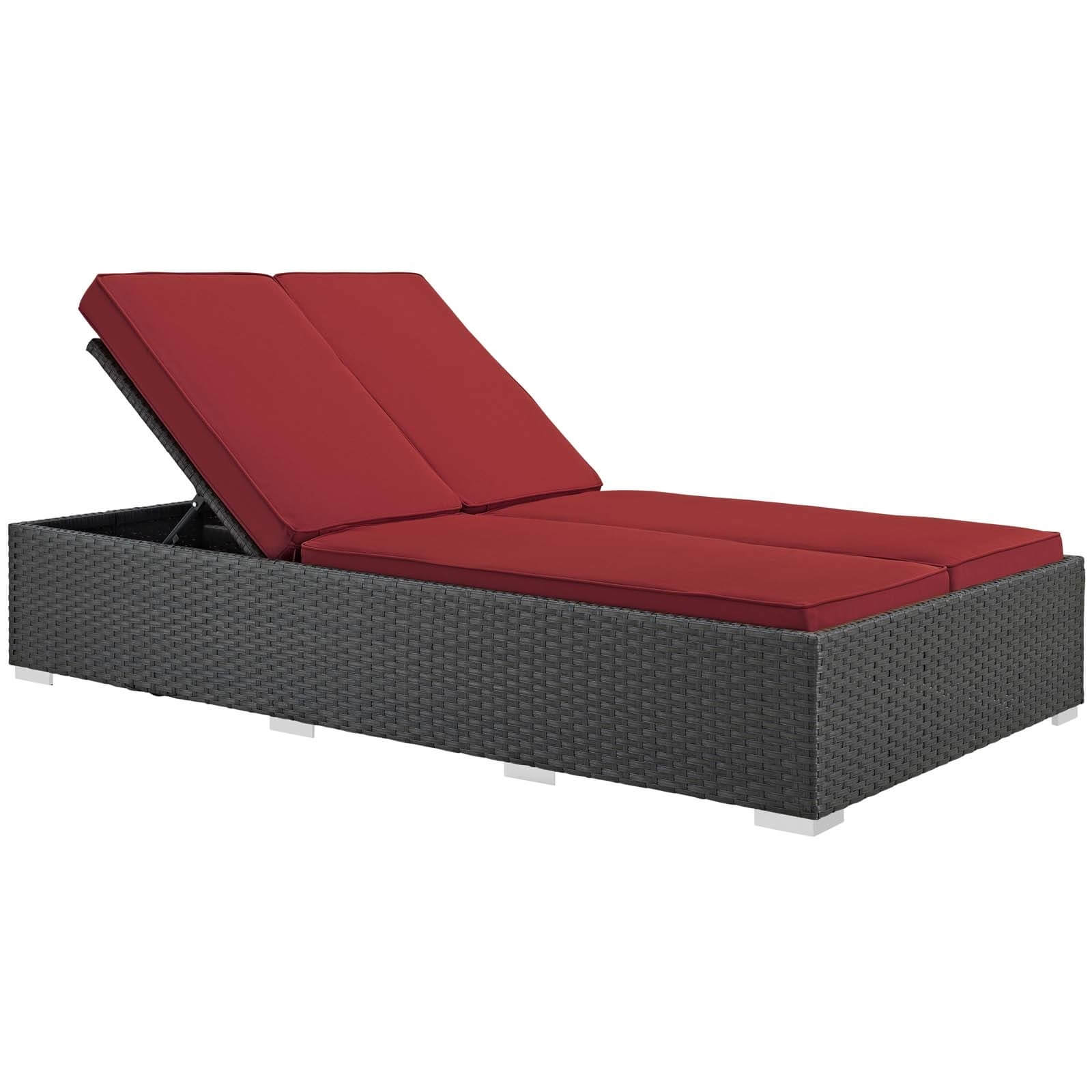 Sojourn Sunbrella/Synthetic Rattan Weave Outdoor Patio Double Chaise