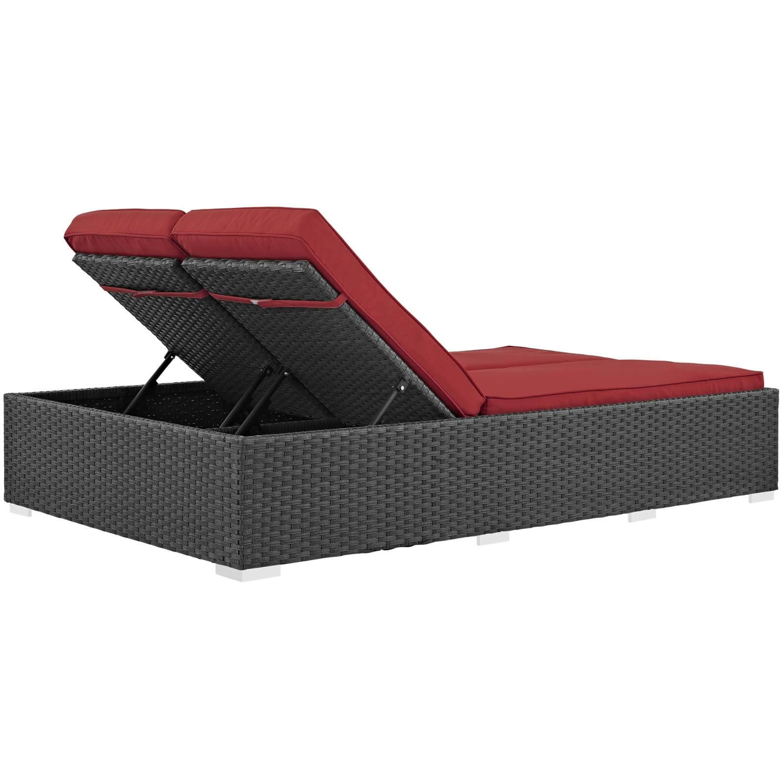Sojourn Sunbrella/Synthetic Rattan Weave Outdoor Patio Double Chaise