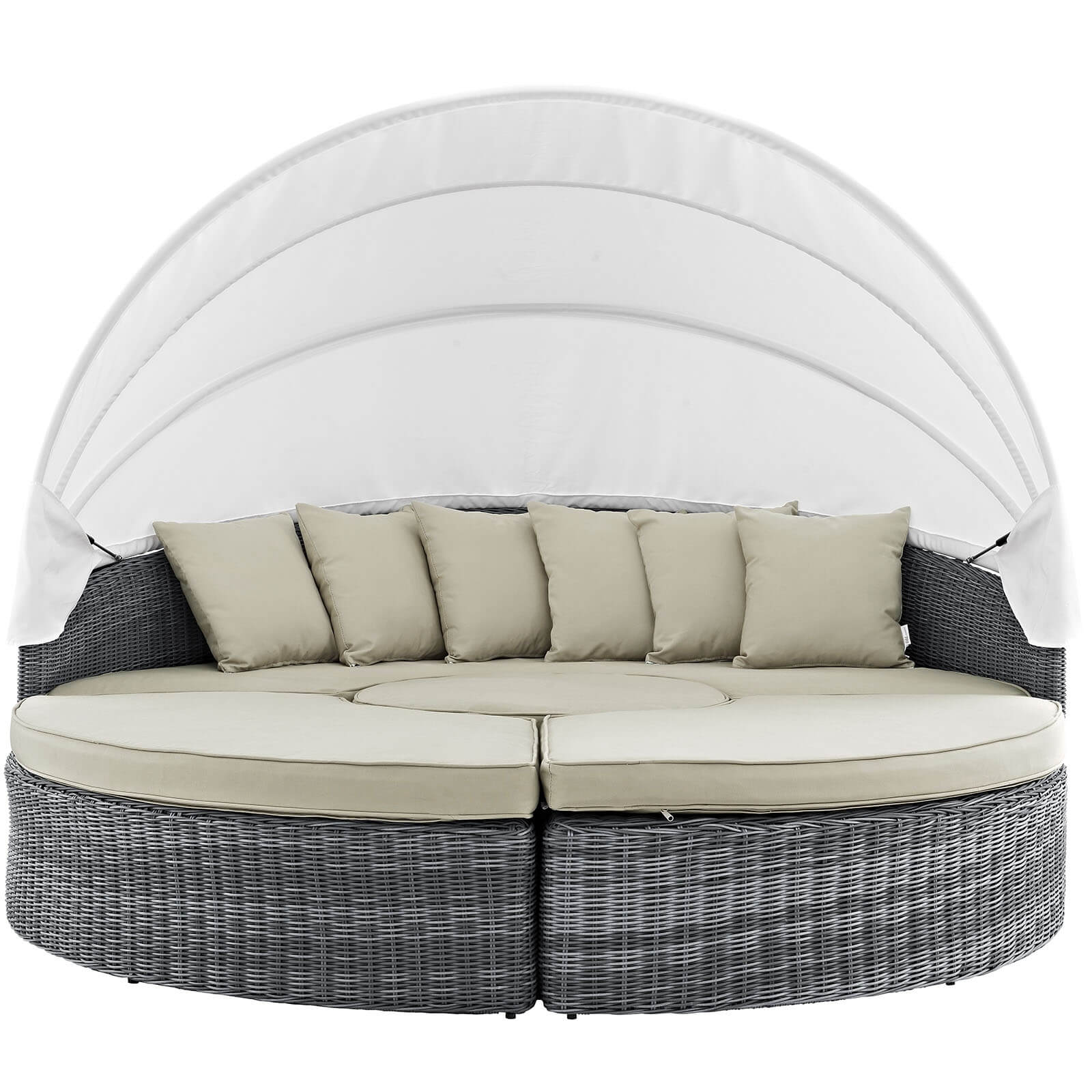 Summon Canopy Sunbrella/Synthetic Rattan Weave Outdoor Patio Daybed