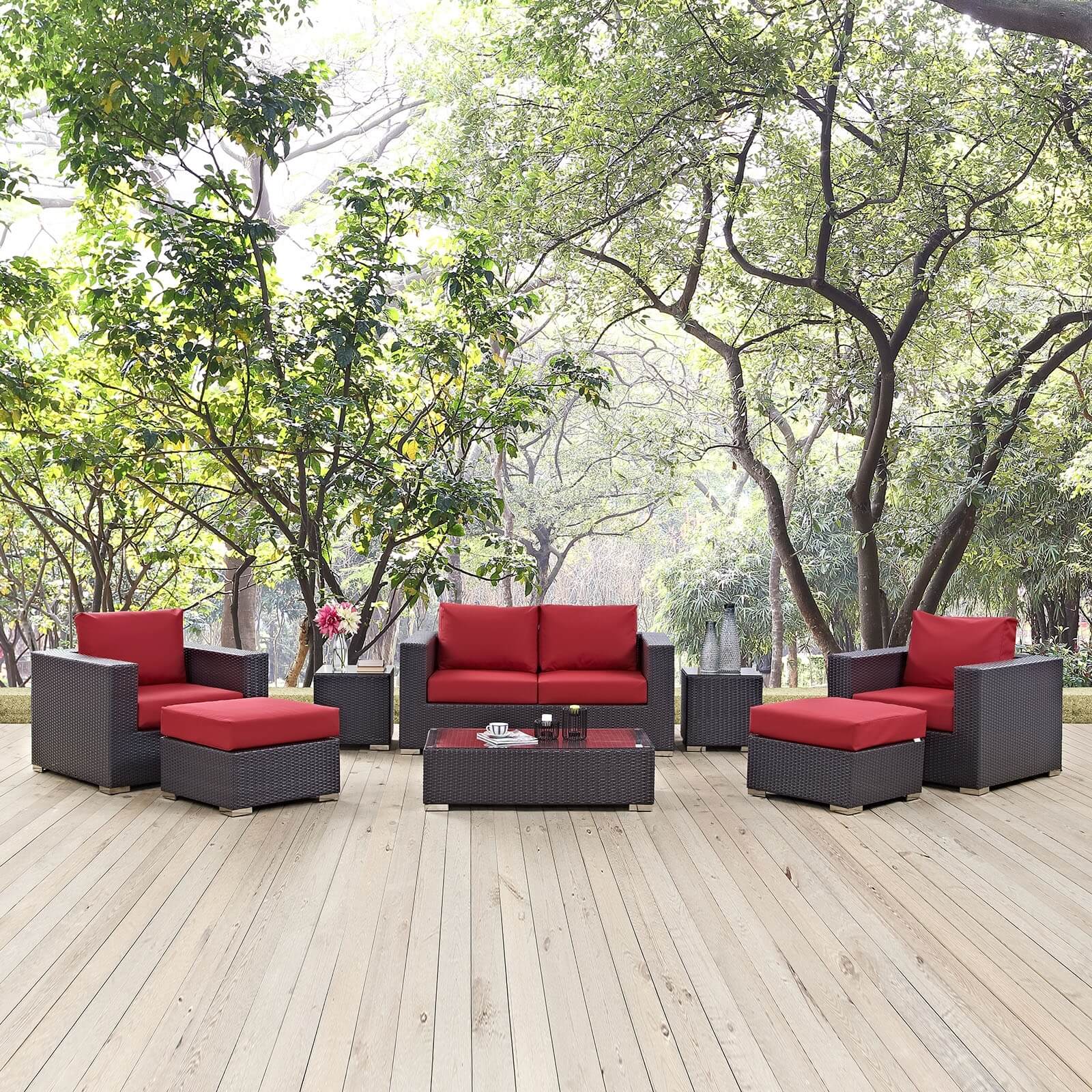 Convene 8-Pc Synthetic Rattan Weave Outdoor Patio Sofa Set