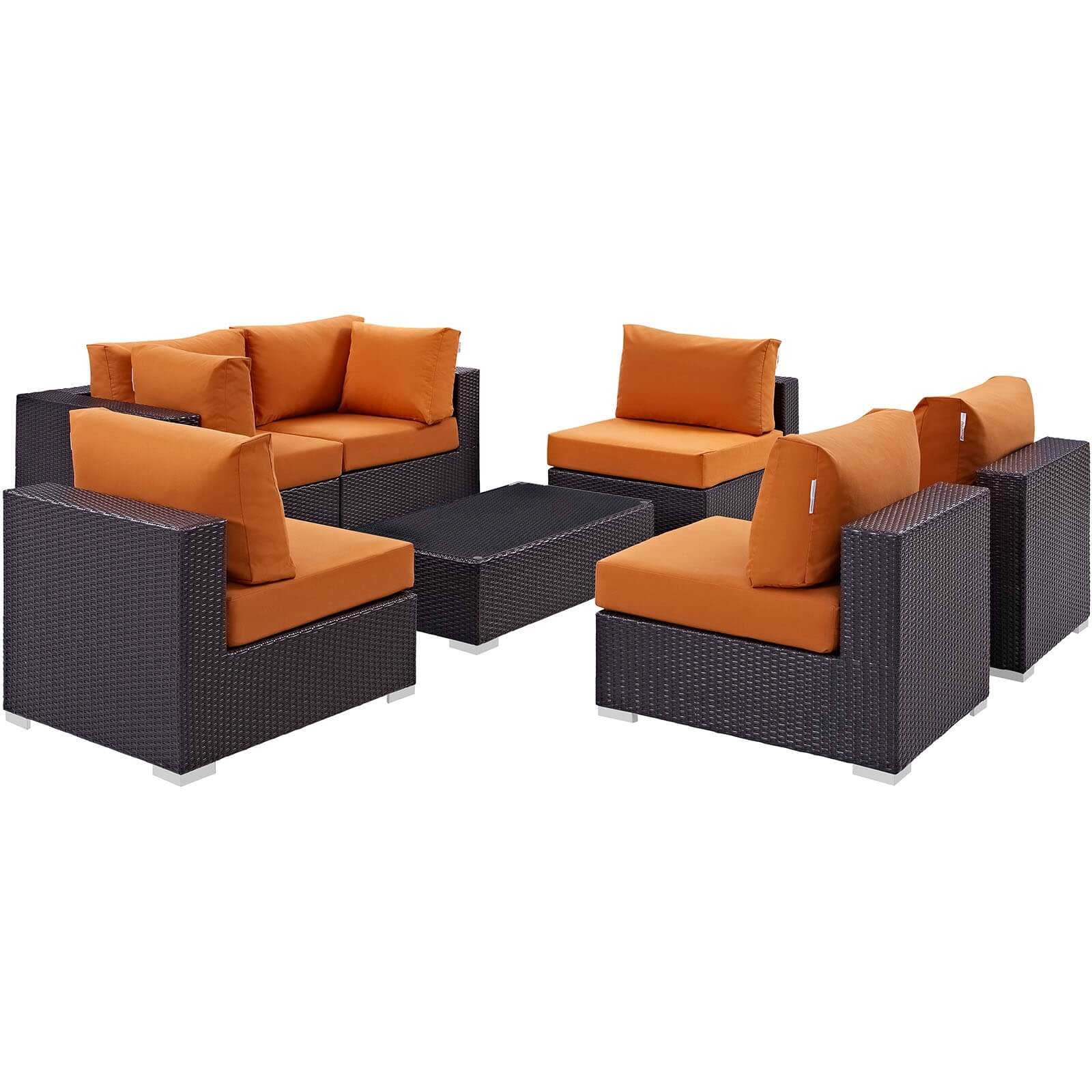 Convene 7-Pc Synthetic Rattan Weave Outdoor Patio Sectional Set, Composition 2