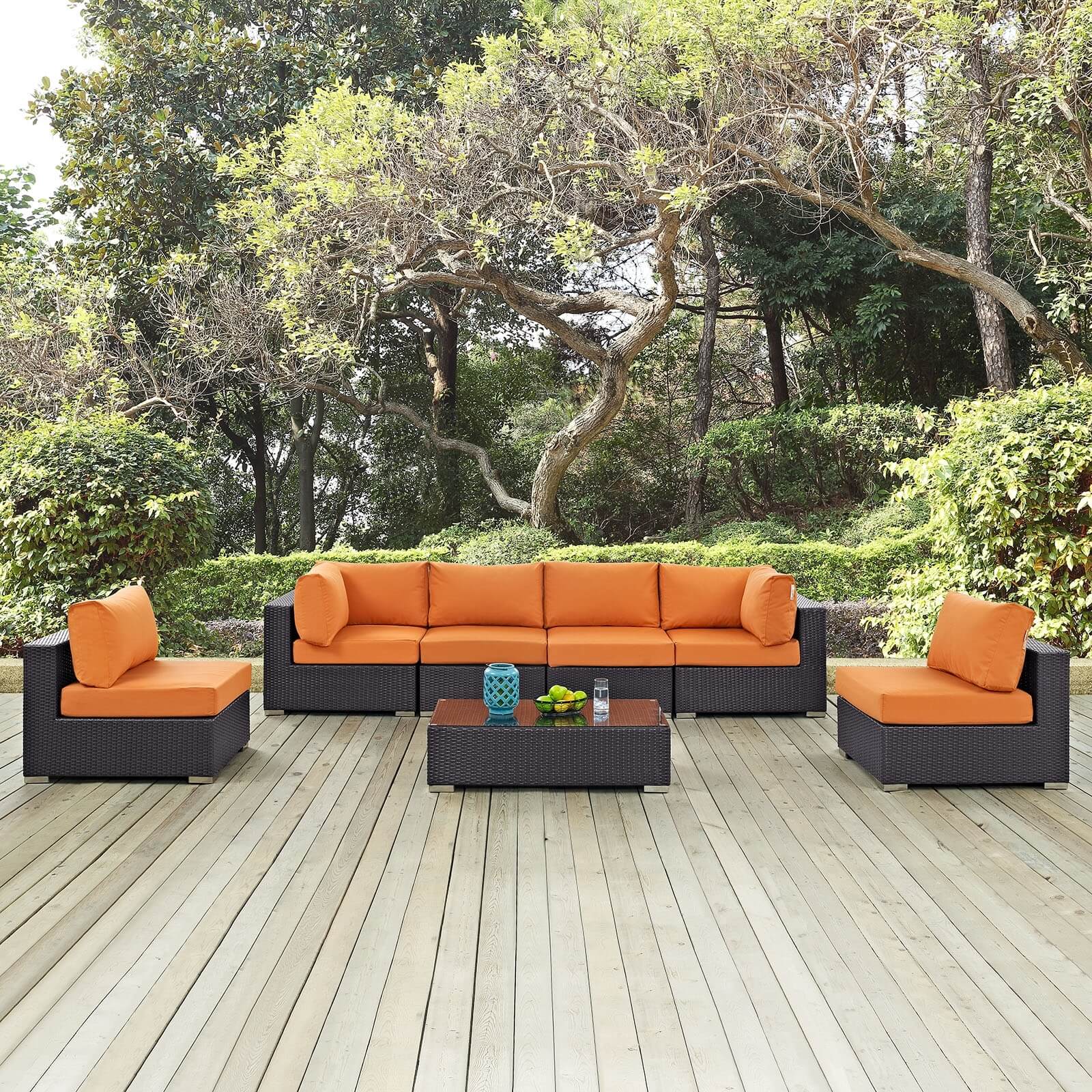 Convene 7-Pc Synthetic Rattan Weave Outdoor Patio Sectional Set, Composition 2