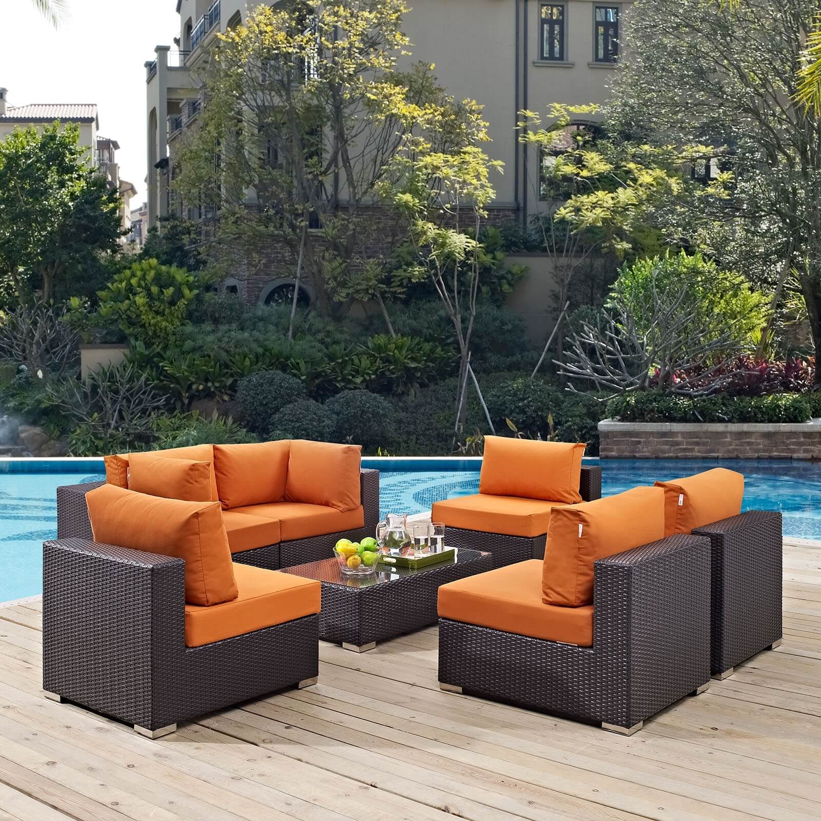 Convene 7-Pc Synthetic Rattan Weave Outdoor Patio Sectional Set, Composition 2
