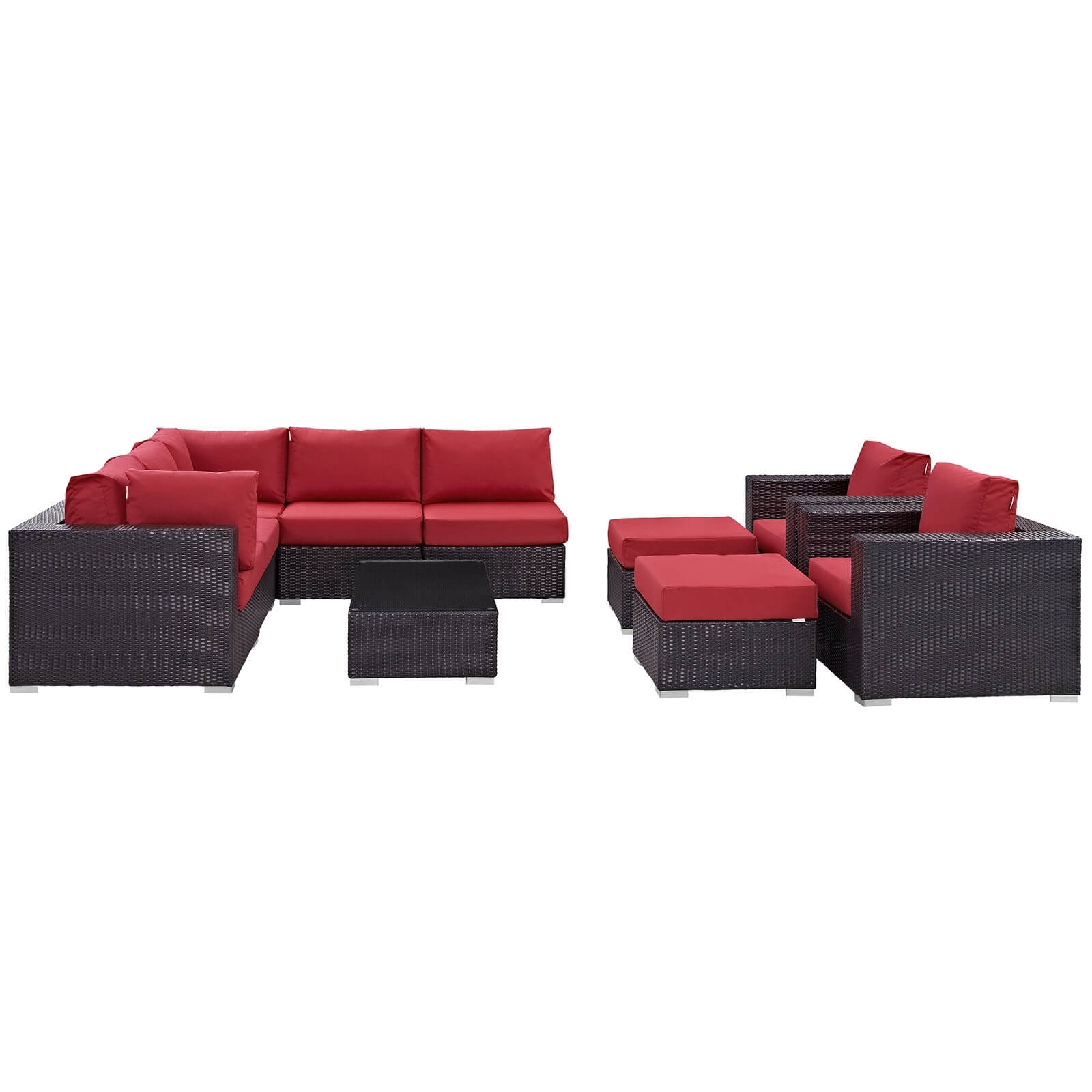 Convene 10-Pc Synthetic Rattan Weave Outdoor Patio Sectional Set