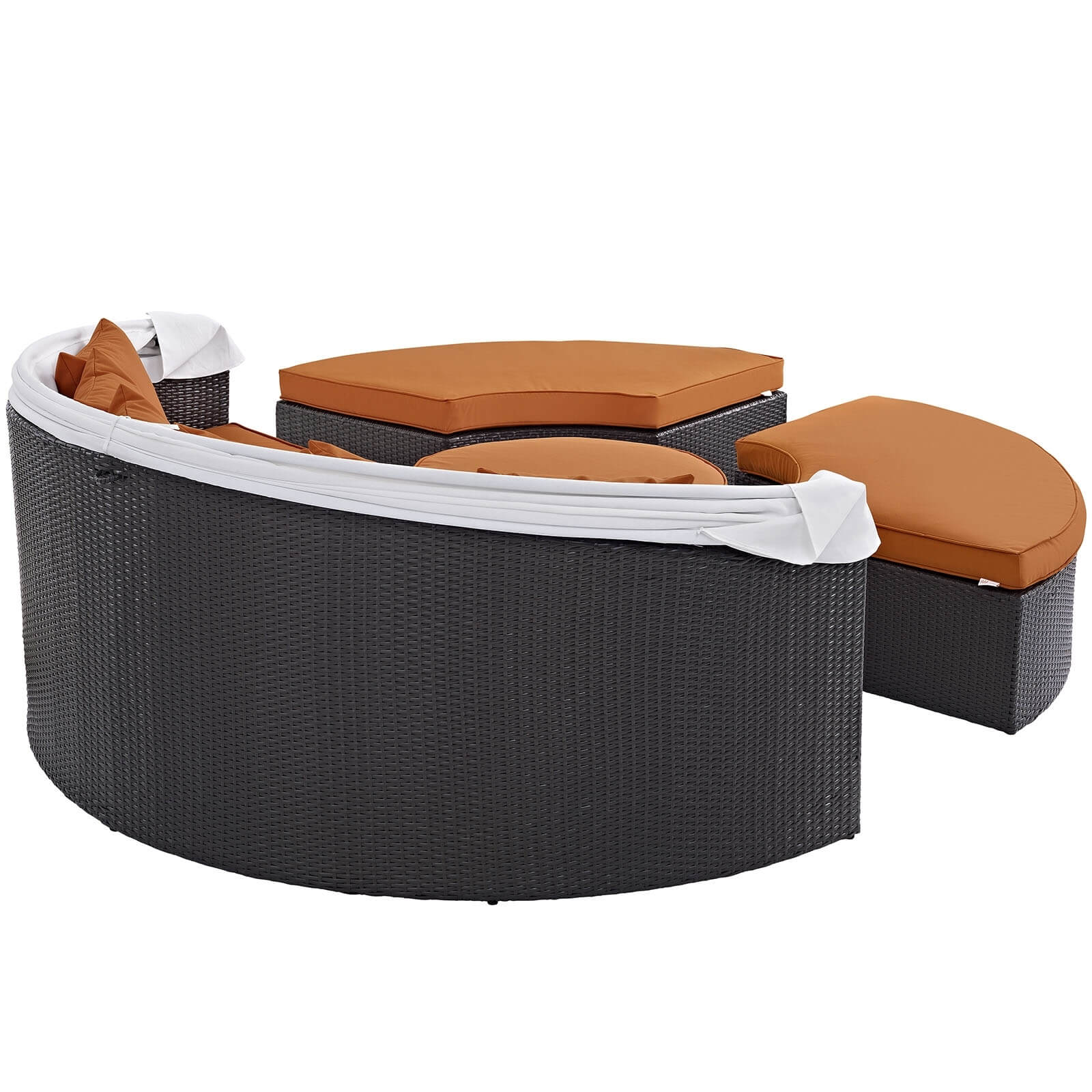 Convene Synthetic Rattan Weave Outdoor Patio Daybed w/Canopy