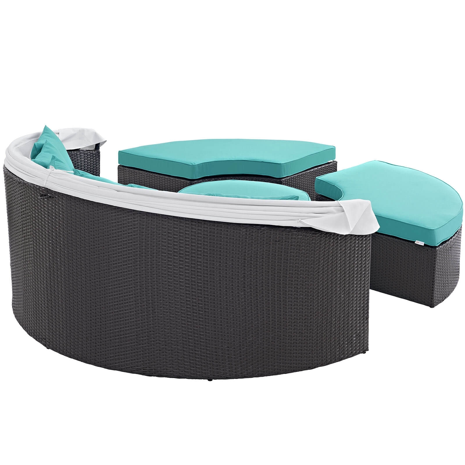 Convene Synthetic Rattan Weave Outdoor Patio Daybed w/Canopy