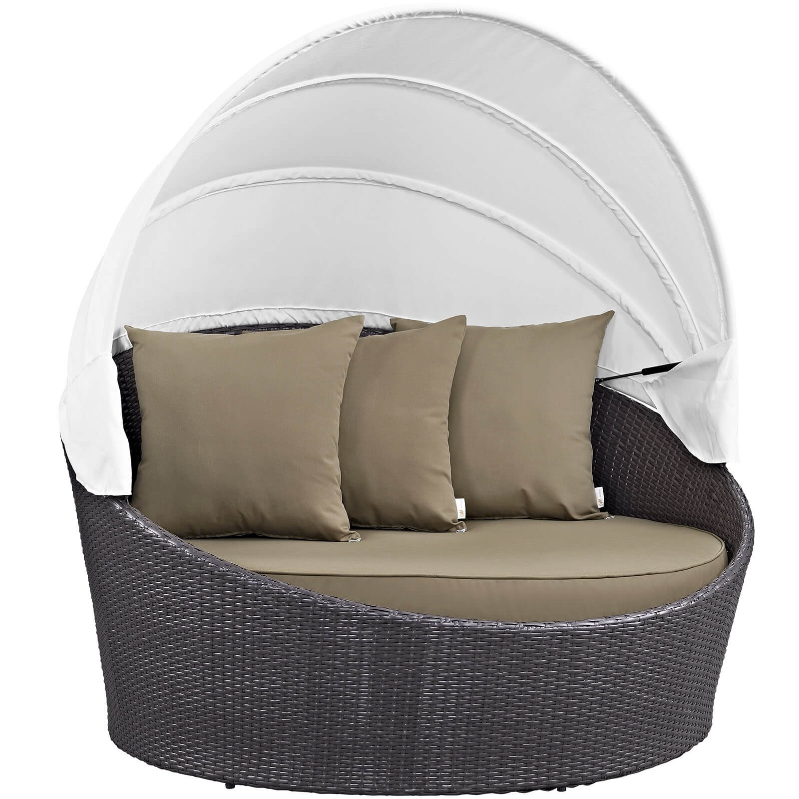 Convene Synthetic Rattan Weave Outdoor Patio Canopy Daybed