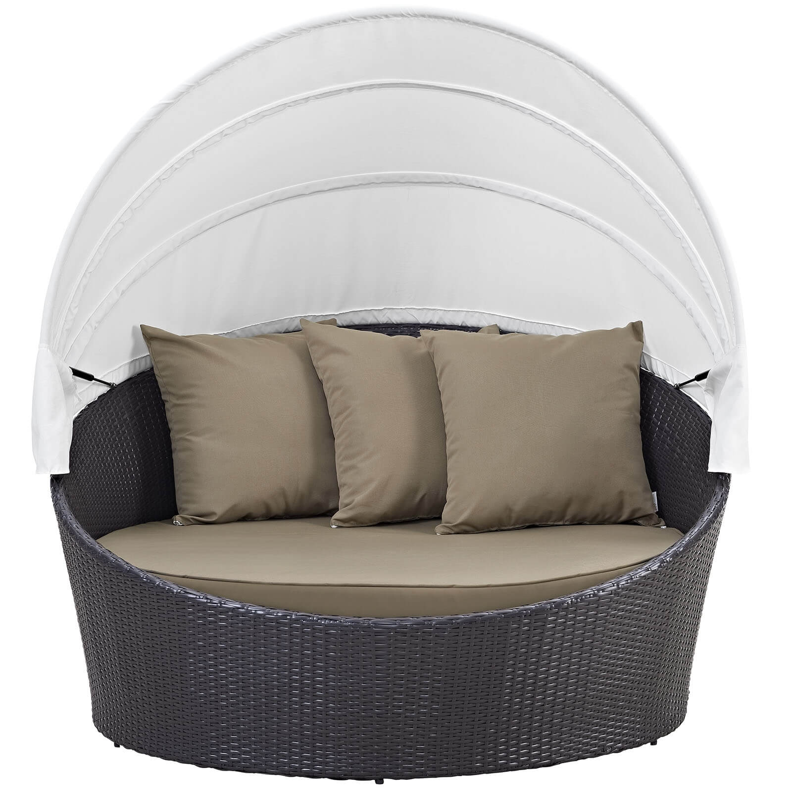 Convene Synthetic Rattan Weave Outdoor Patio Canopy Daybed