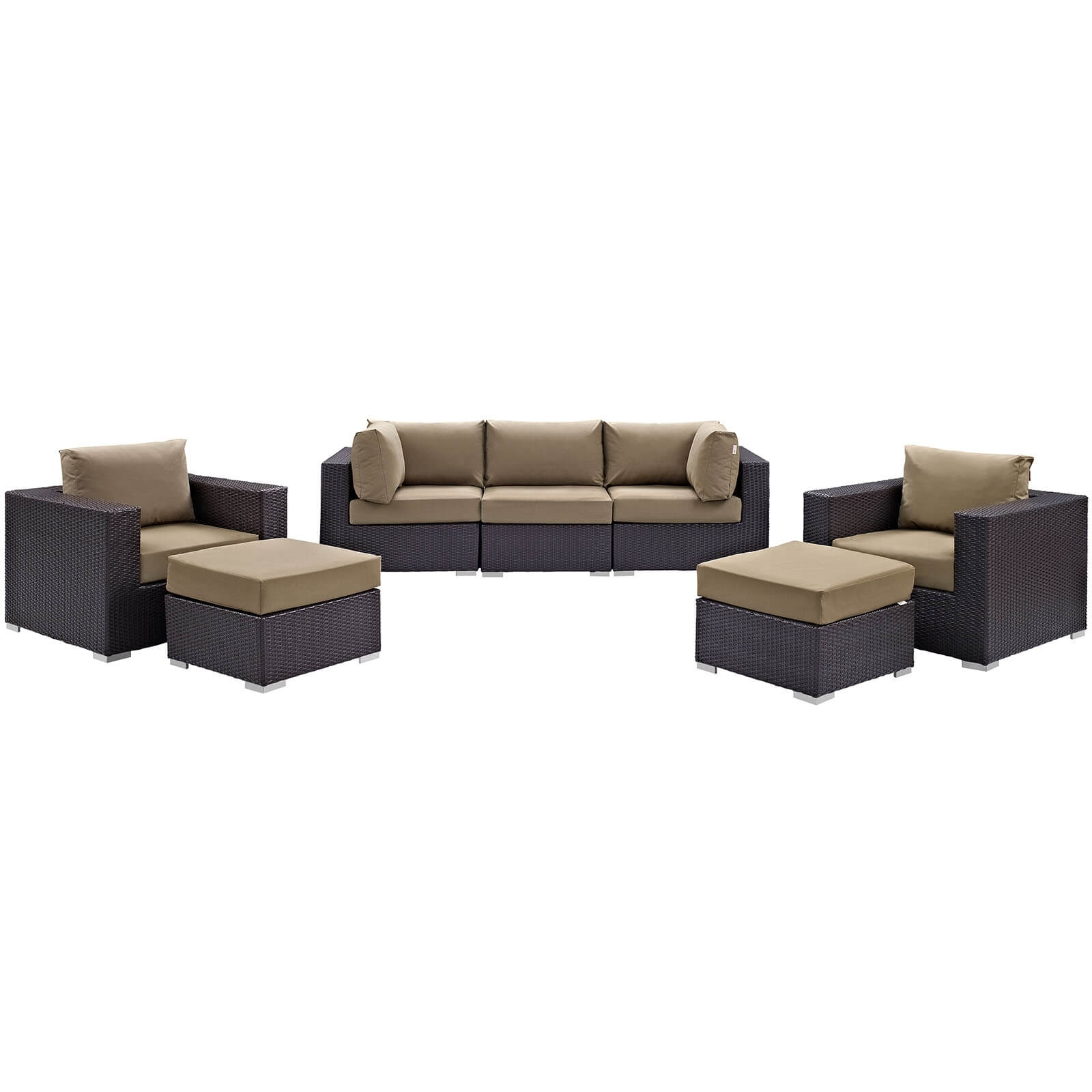Convene 7-Pc Synthetic Rattan Weave Outdoor Patio Sectional Set, Composition 3