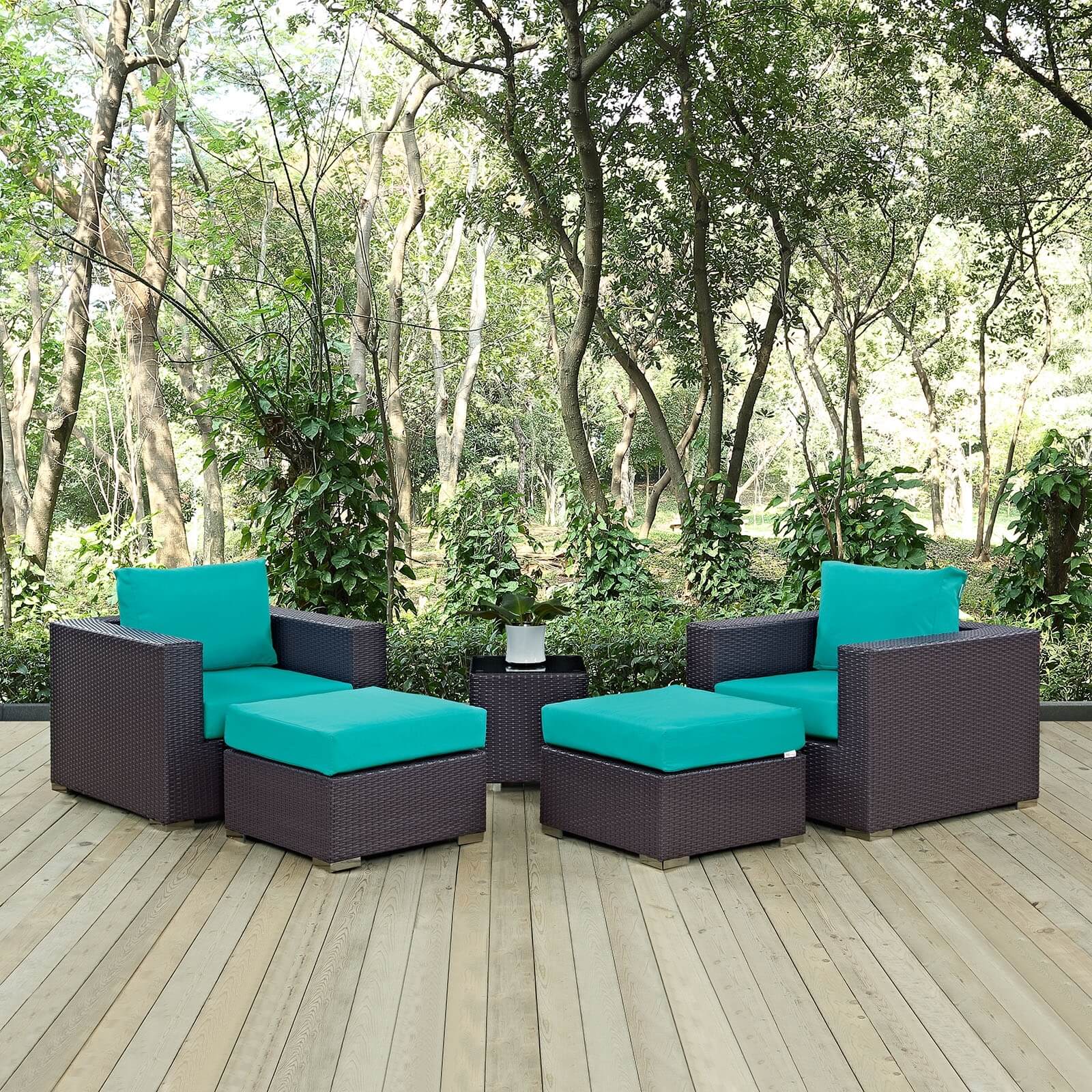 Convene 5-Pc Synthetic Rattan Weave Outdoor Patio Sectional Set, Composition 3