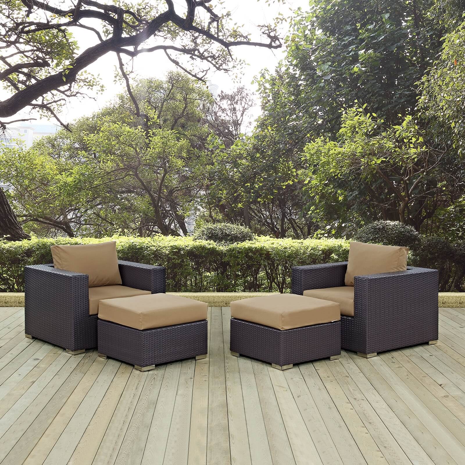 Convene 4-Pc Synthetic Rattan Weave Outdoor Patio Sectional Set