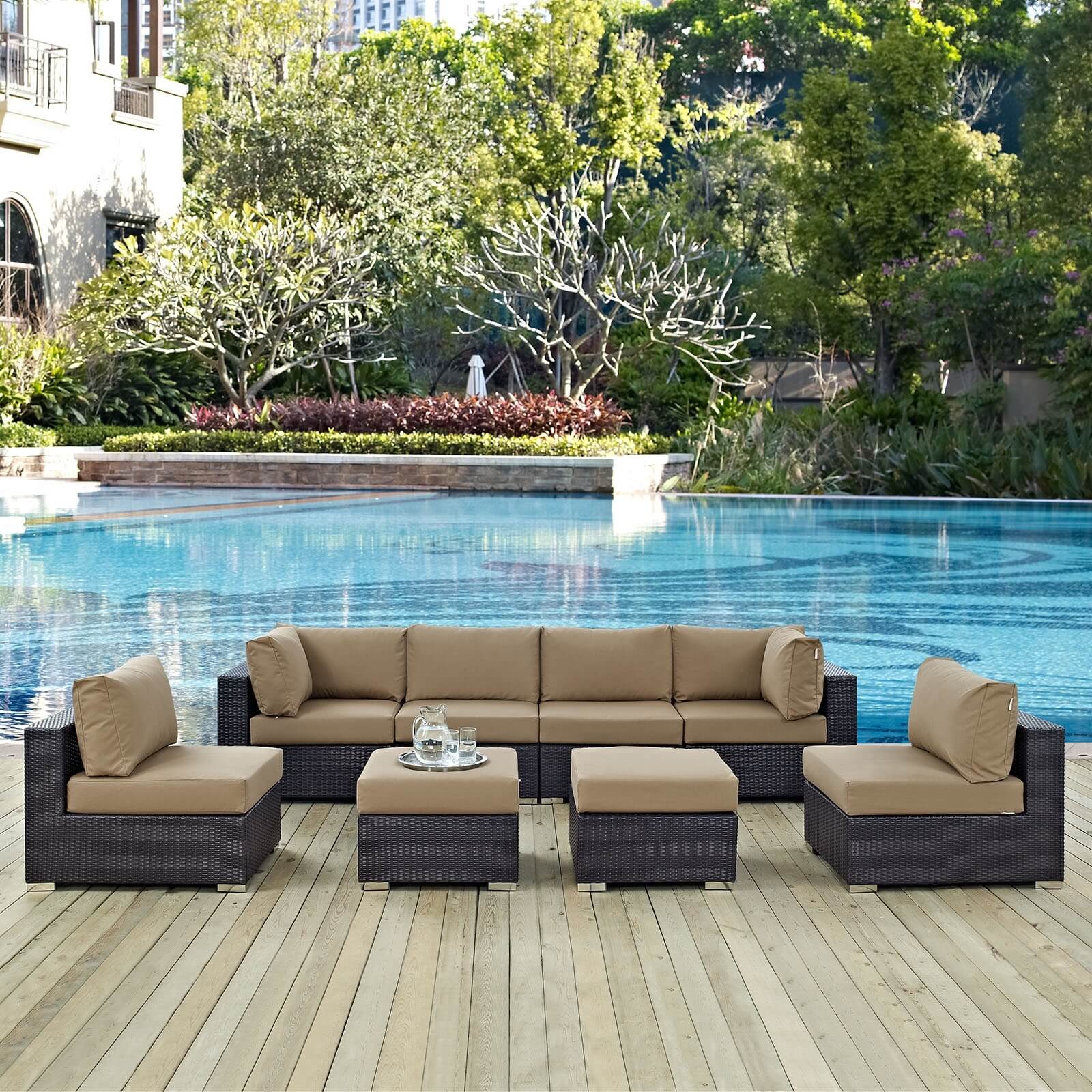 Convene 8-Pc Synthetic Rattan Weave Outdoor Patio Sectional Set, Composition 2