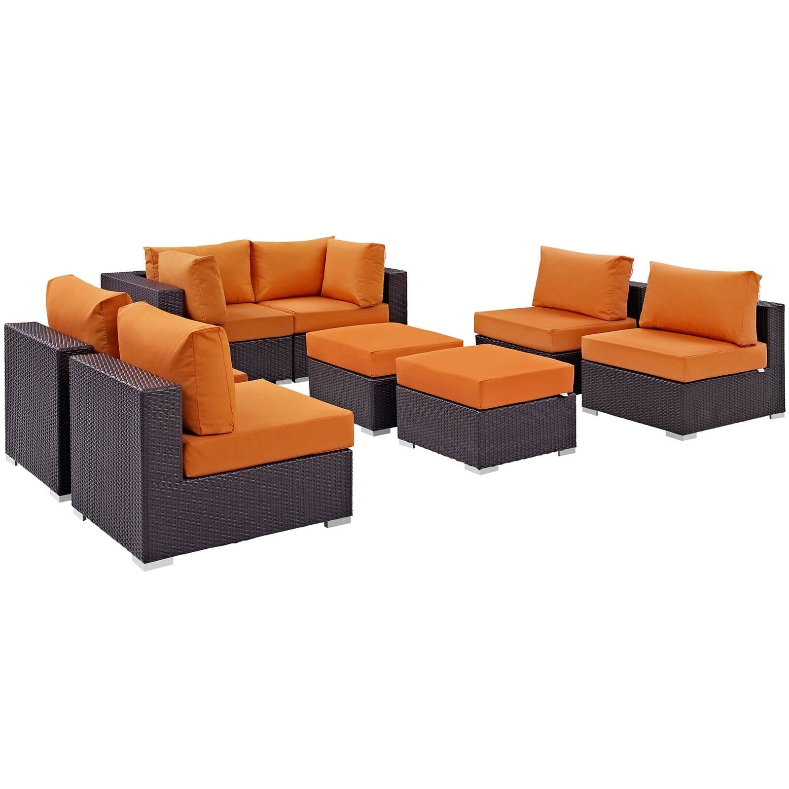 Convene 8-Pc Synthetic Rattan Weave Outdoor Patio Sectional Set, Composition 2