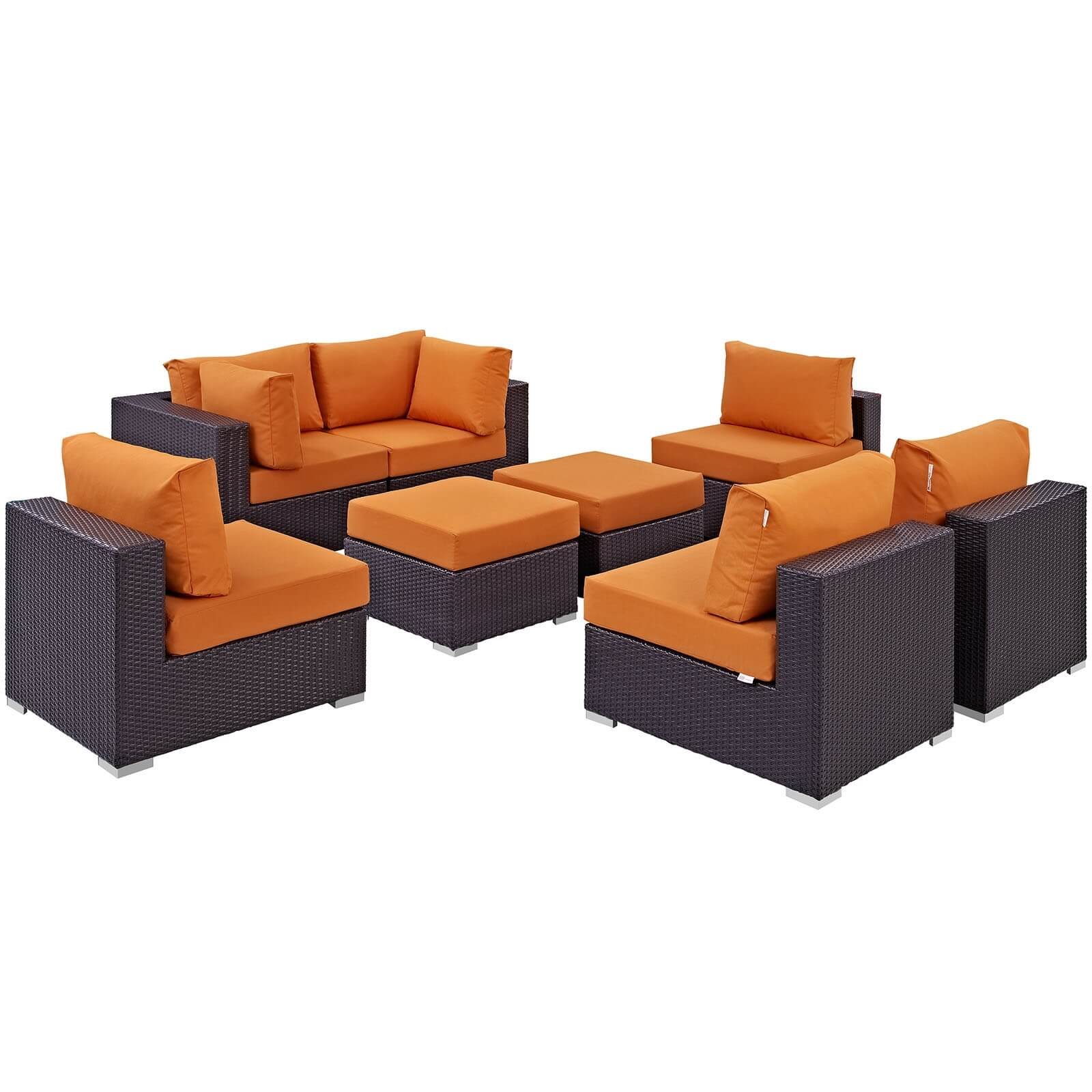 Convene 8-Pc Synthetic Rattan Weave Outdoor Patio Sectional Set, Composition 2