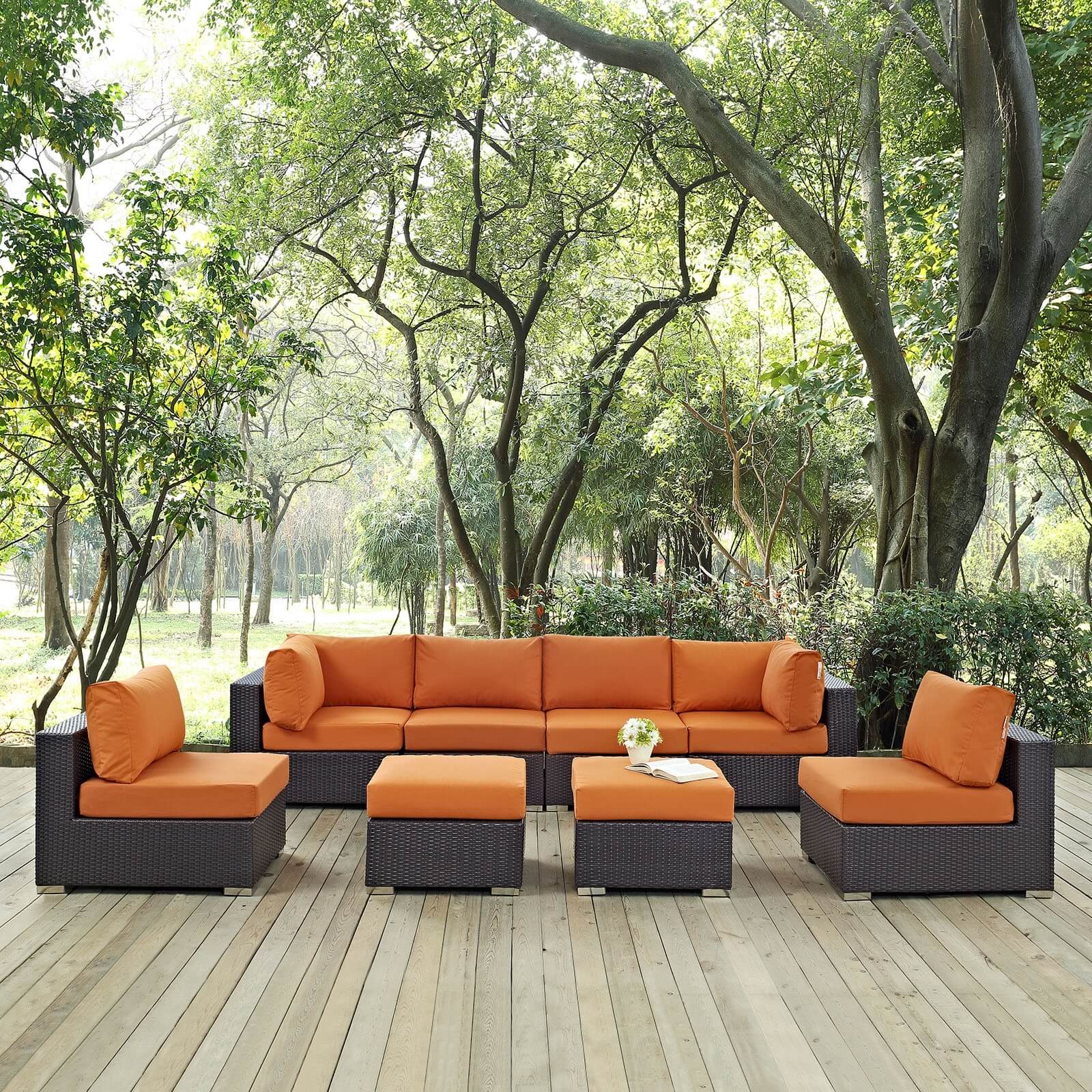 Convene 8-Pc Synthetic Rattan Weave Outdoor Patio Sectional Set, Composition 2
