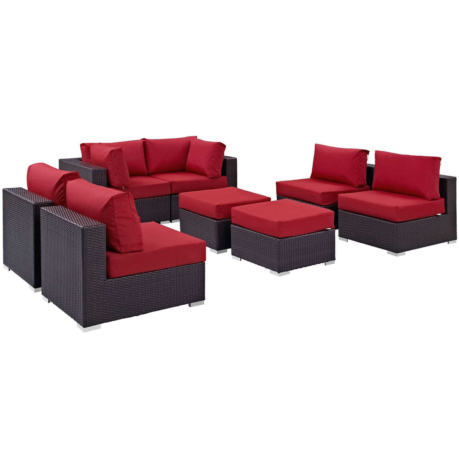 Convene 8-Pc Synthetic Rattan Weave Outdoor Patio Sectional Set, Composition 2