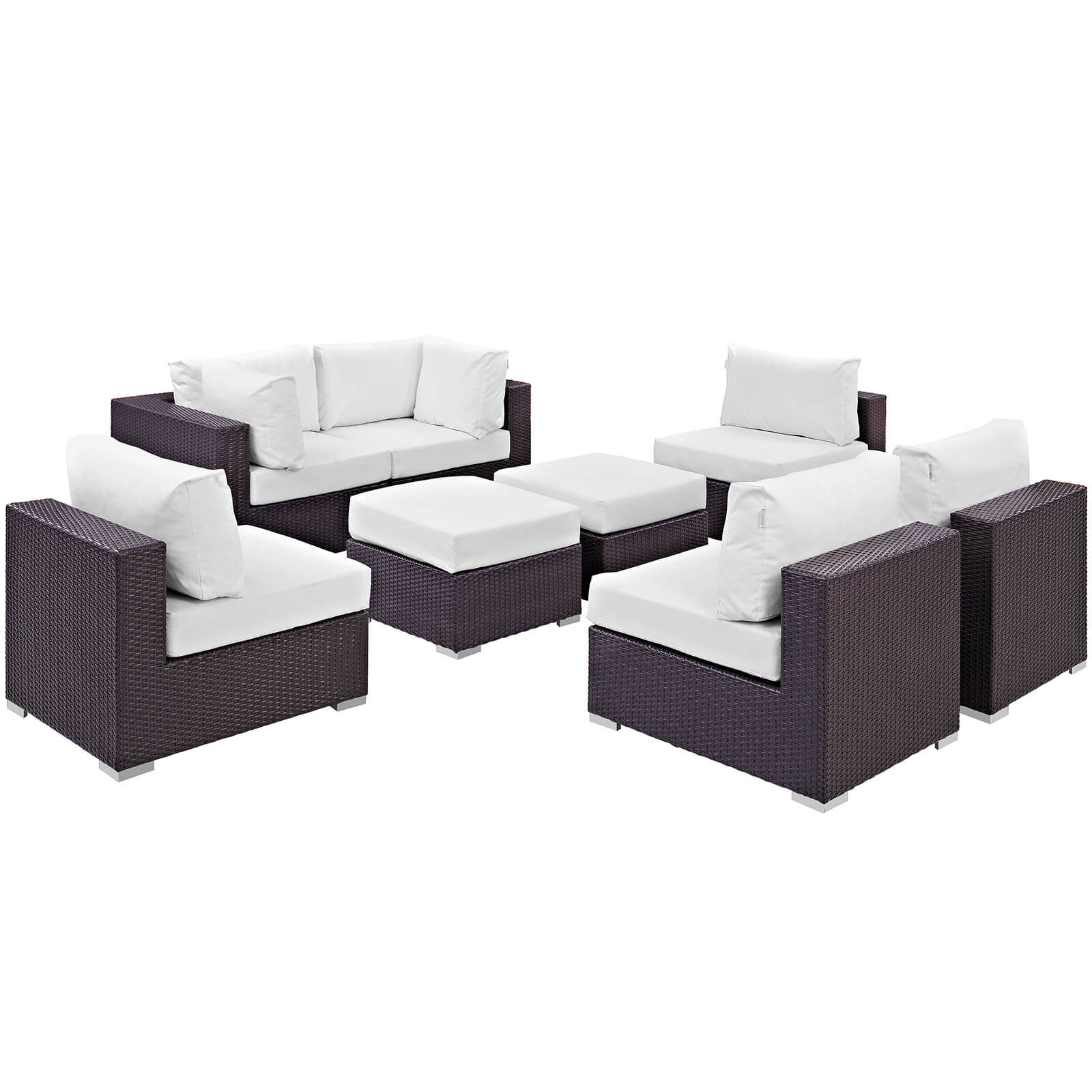 Convene 8-Pc Synthetic Rattan Weave Outdoor Patio Sectional Set, Composition 2