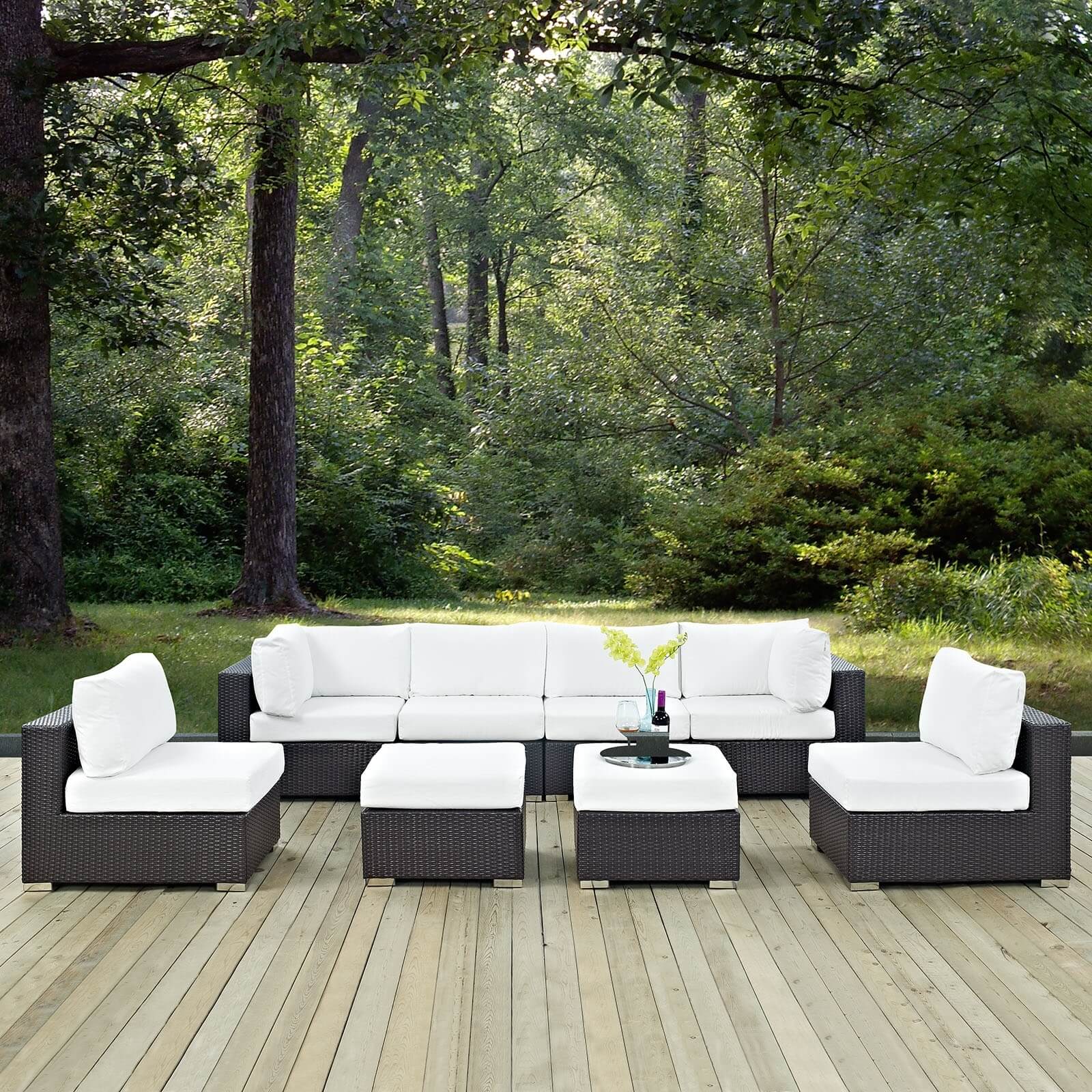 Convene 8-Pc Synthetic Rattan Weave Outdoor Patio Sectional Set, Composition 2