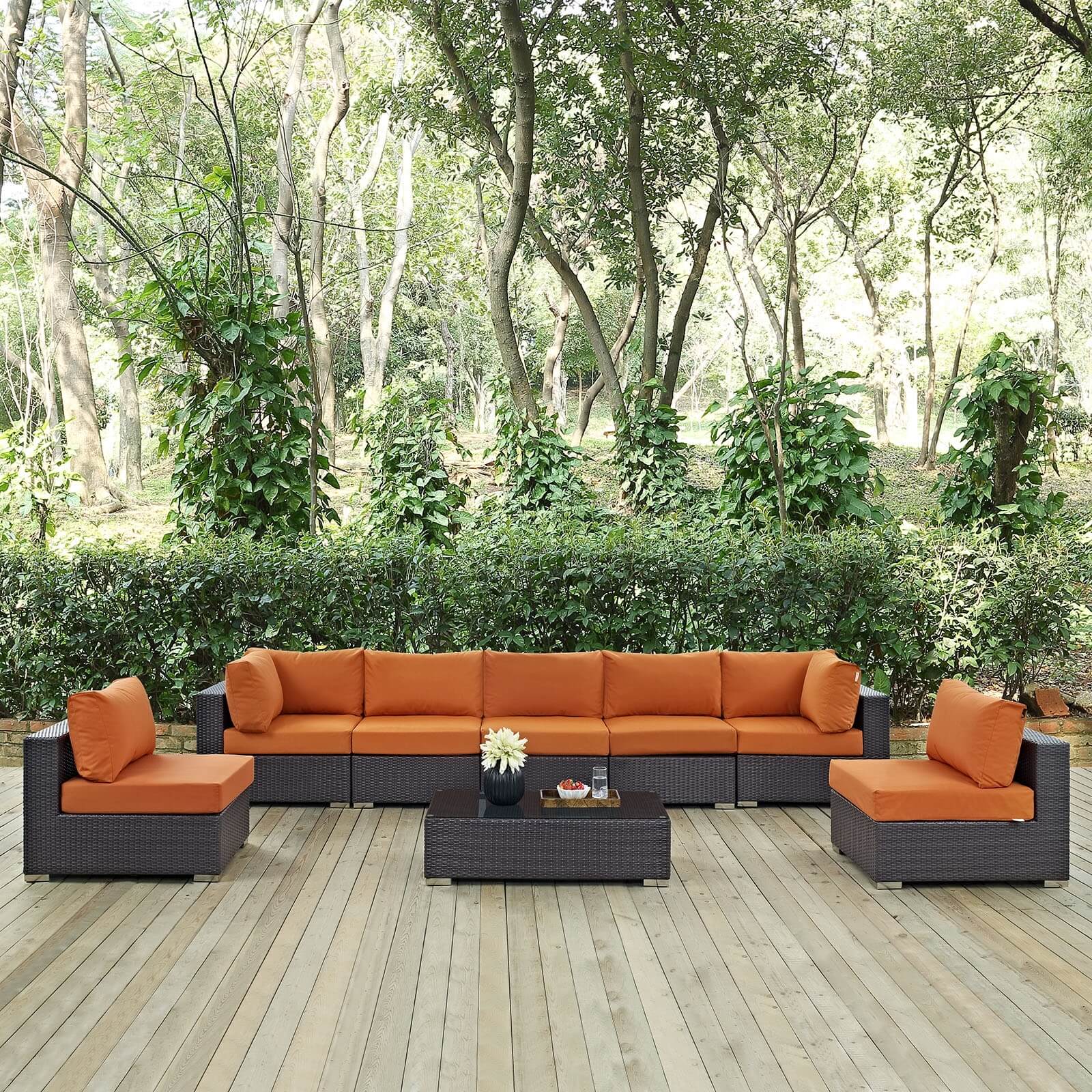 Convene 8-Pc Synthetic Rattan Weave Outdoor Patio Sectional Set, Composition 3