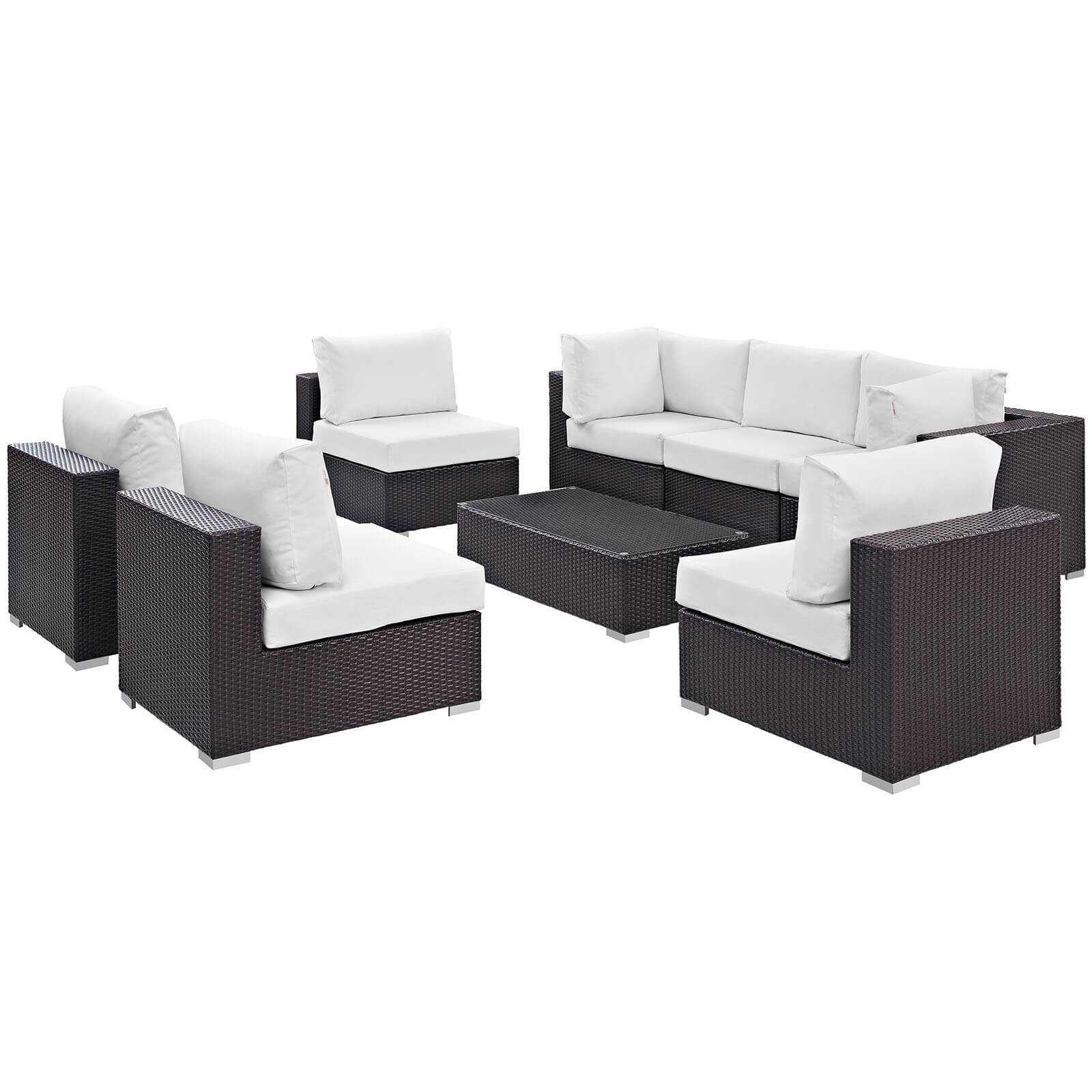 Convene 8-Pc Synthetic Rattan Weave Outdoor Patio Sectional Set, Composition 3