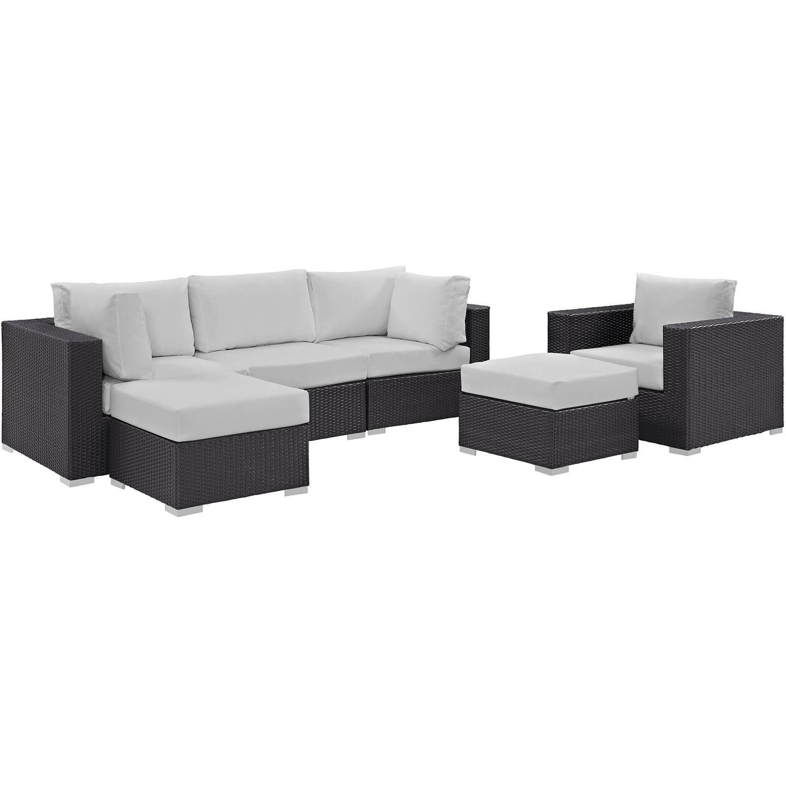 Convene 6-Pc Synthetic Rattan Weave Outdoor Patio Sectional Set