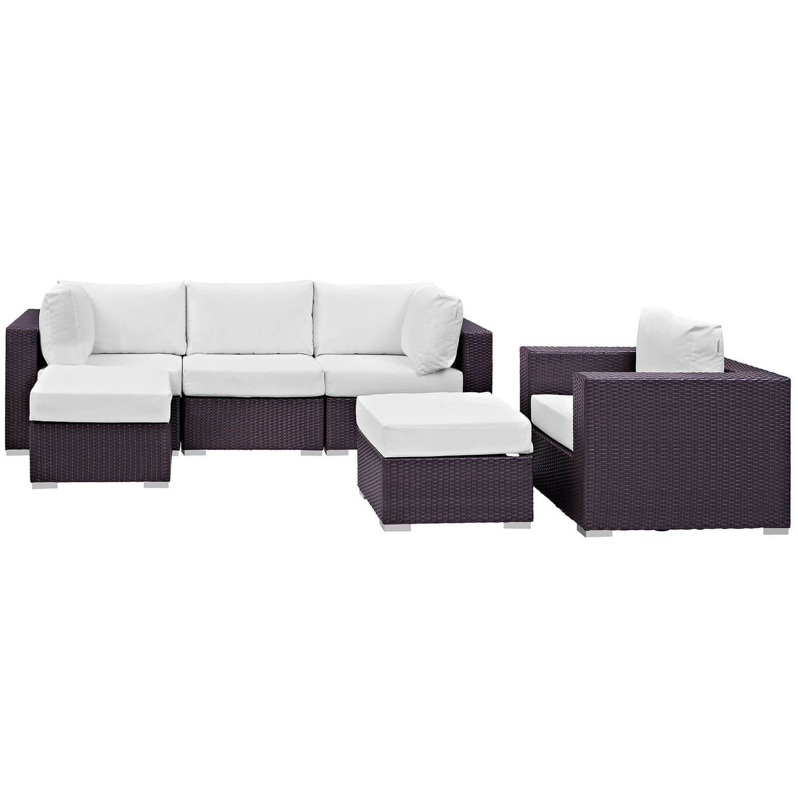 Convene 6-Pc Synthetic Rattan Weave Outdoor Patio Sectional Set
