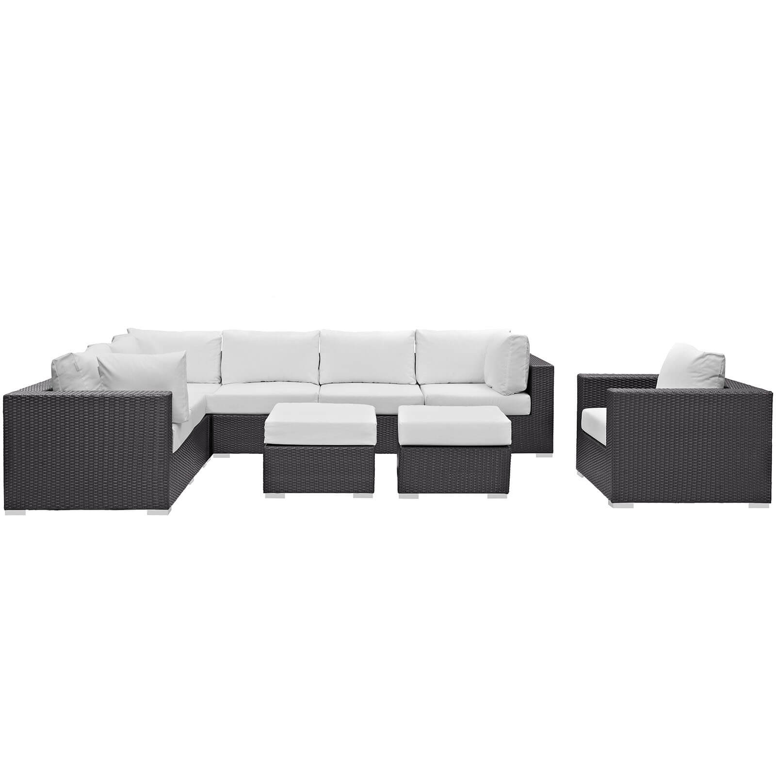 Convene 9-Pc Synthetic Rattan Weave Outdoor Patio Sectional Set