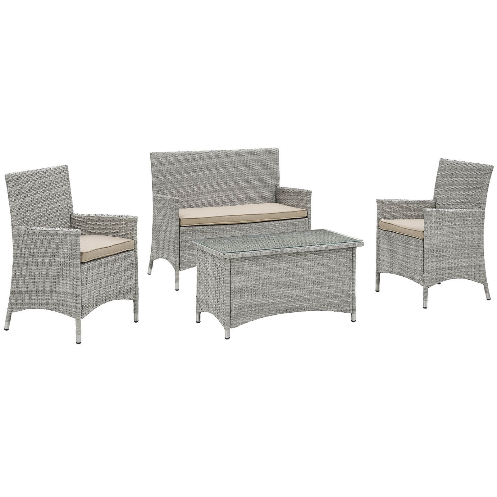 Bridge 4-Pc Synthetic Rattan Weave Outdoor Patio Conversation Set