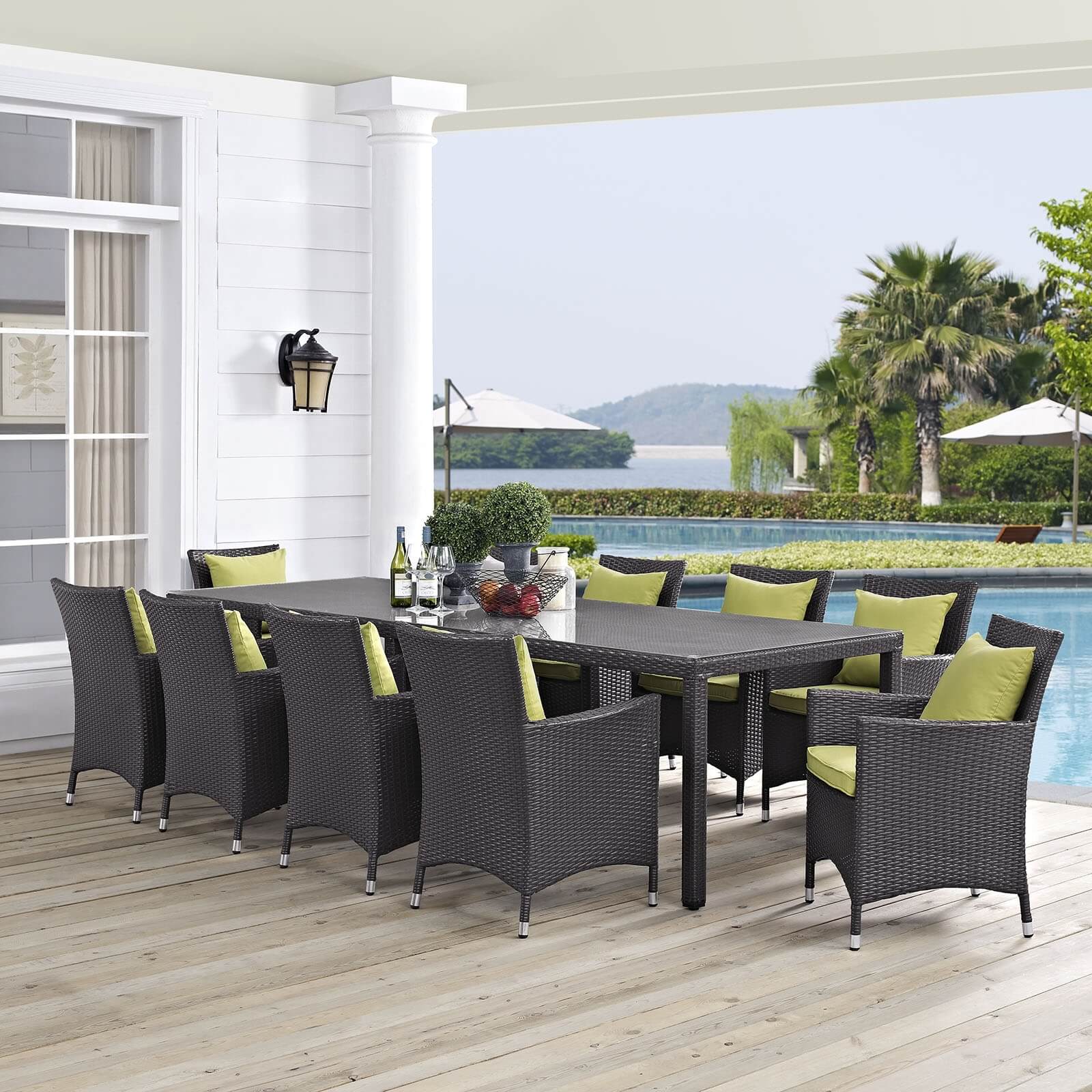 Convene 11-Pc Synthetic Rattan Weave Outdoor Patio Dining Set, Composition 1