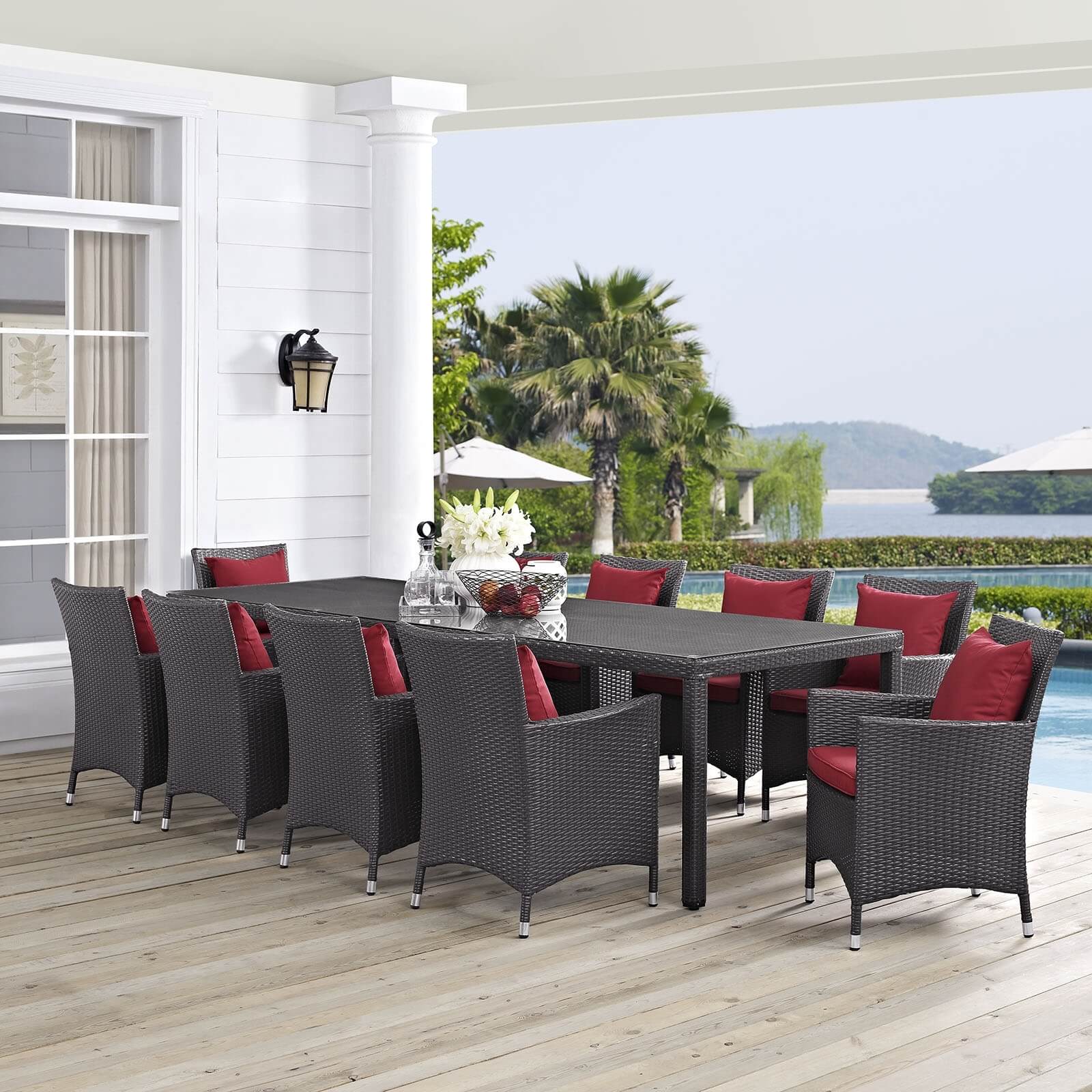 Convene 11-Pc Synthetic Rattan Weave Outdoor Patio Dining Set, Composition 1