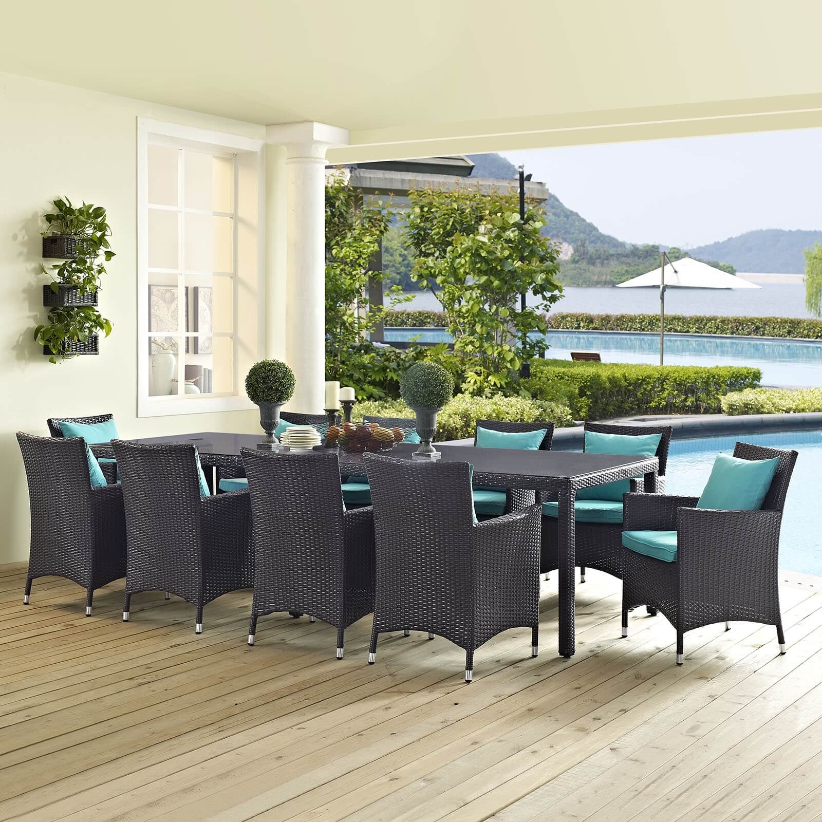 Convene 11-Pc Synthetic Rattan Weave Outdoor Patio Dining Set, Composition 1